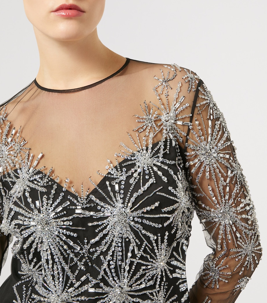 Tulle Embellished Maxi Dress BLACK Image 5