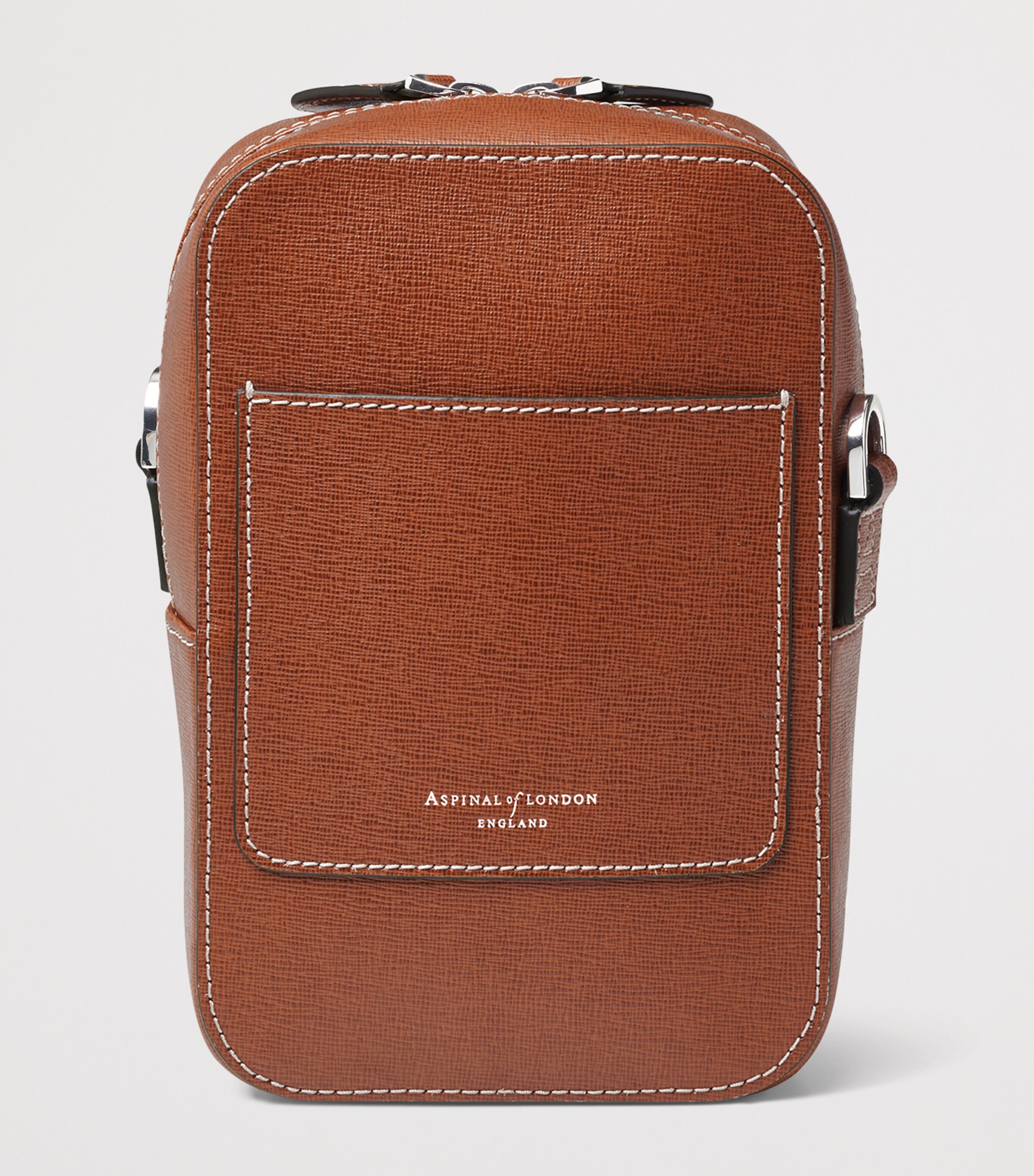 Aspinal Of London Leather Reporter North South Cross-Body Bag Chestnut Image 3