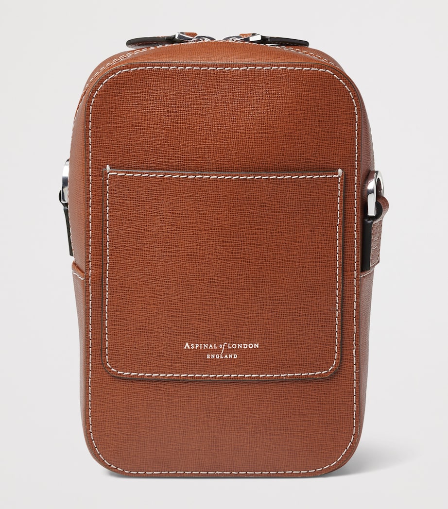 Aspinal Of London Leather Reporter North South Cross-Body Bag Chestnut Image 3