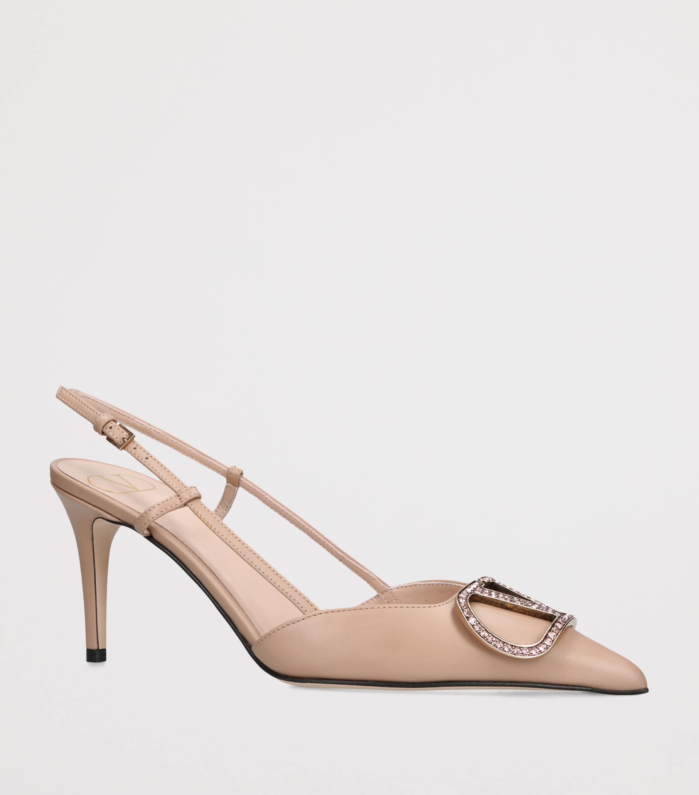 Valentino Garavani Womens Leather VLOGO Slingback Pumps 80 Blush Image 2