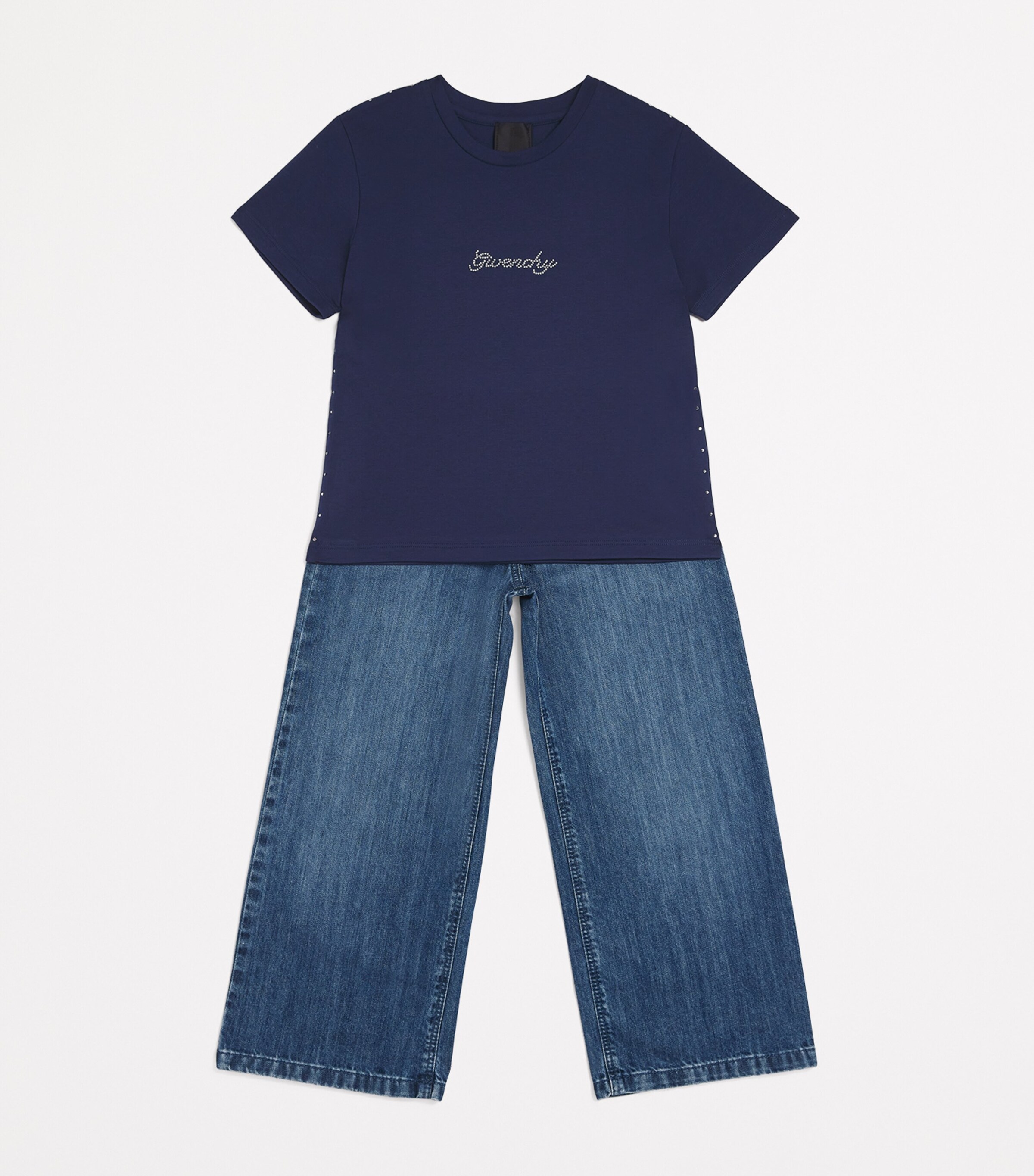 Givenchy Kids Cotton Embellished Logo T-Shirt (4-12+ Years) Navy Image 3