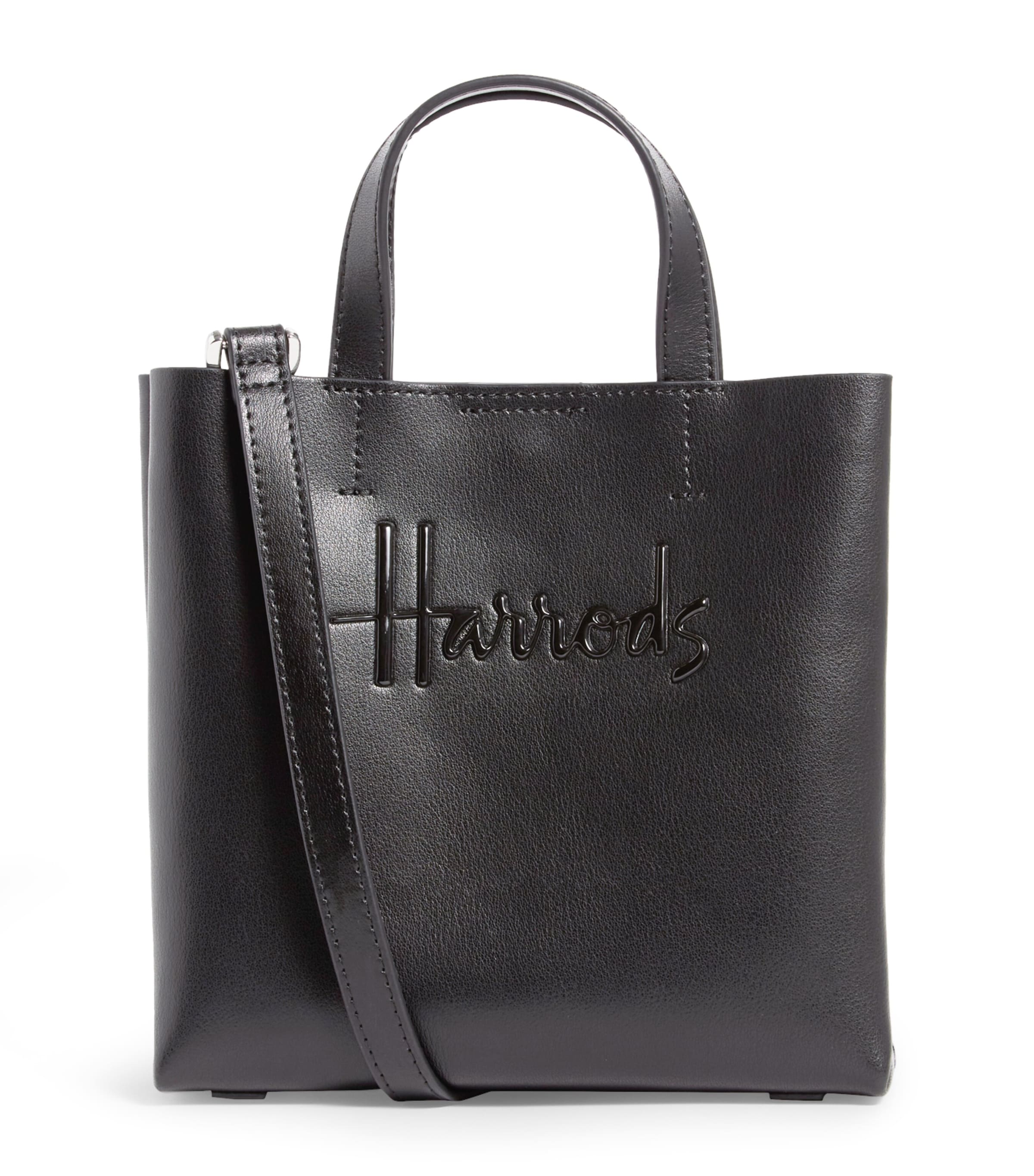 Harrods Mini Leather Kensington Tote Bag In Black