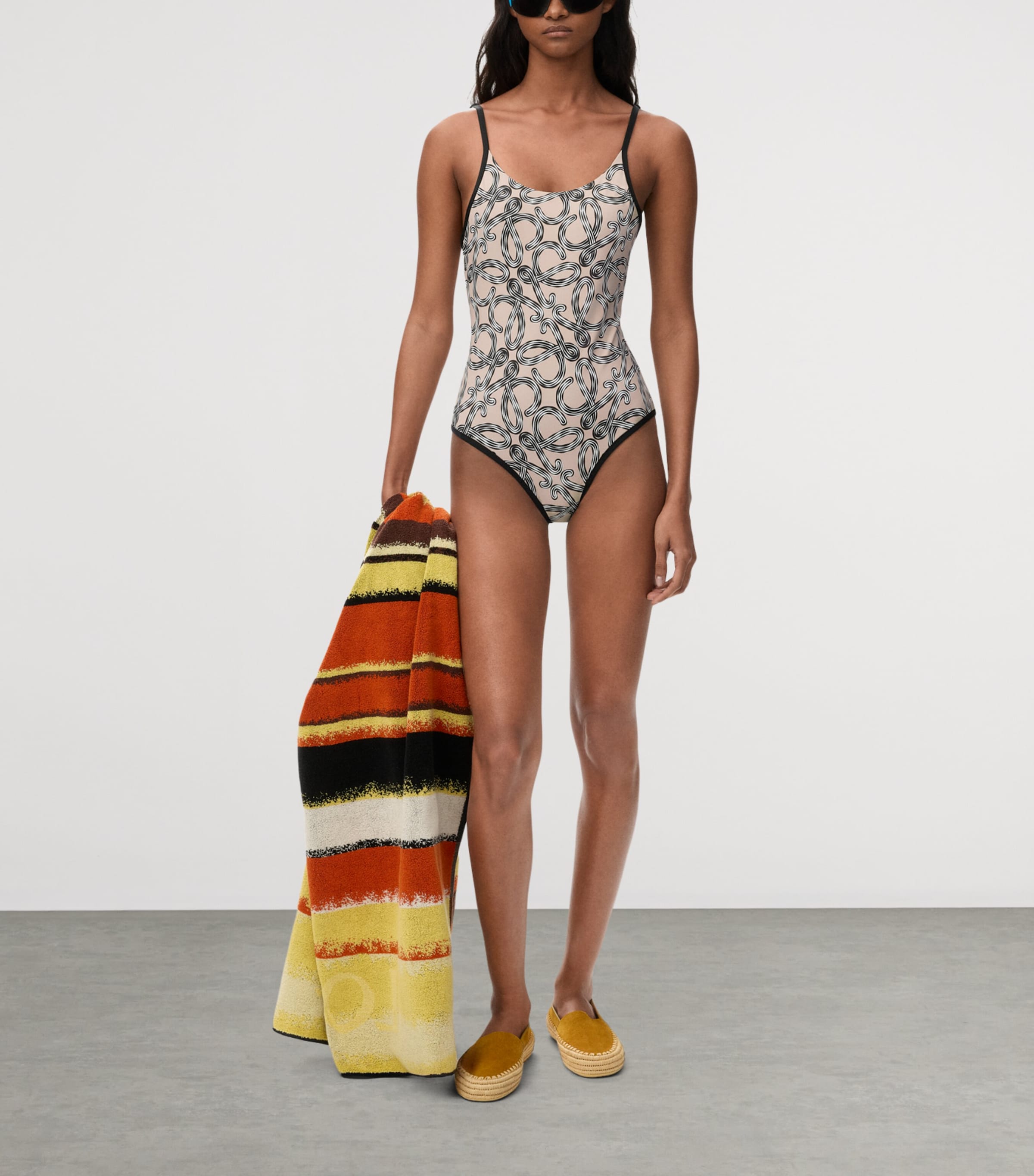 LOEWE Womens x Paula's Ibiza Anagram Swimsuit Beige/black Image 5