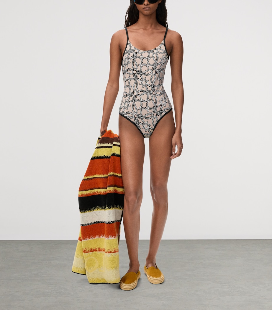 LOEWE Womens x Paula's Ibiza Anagram Swimsuit Beige/black Image 5