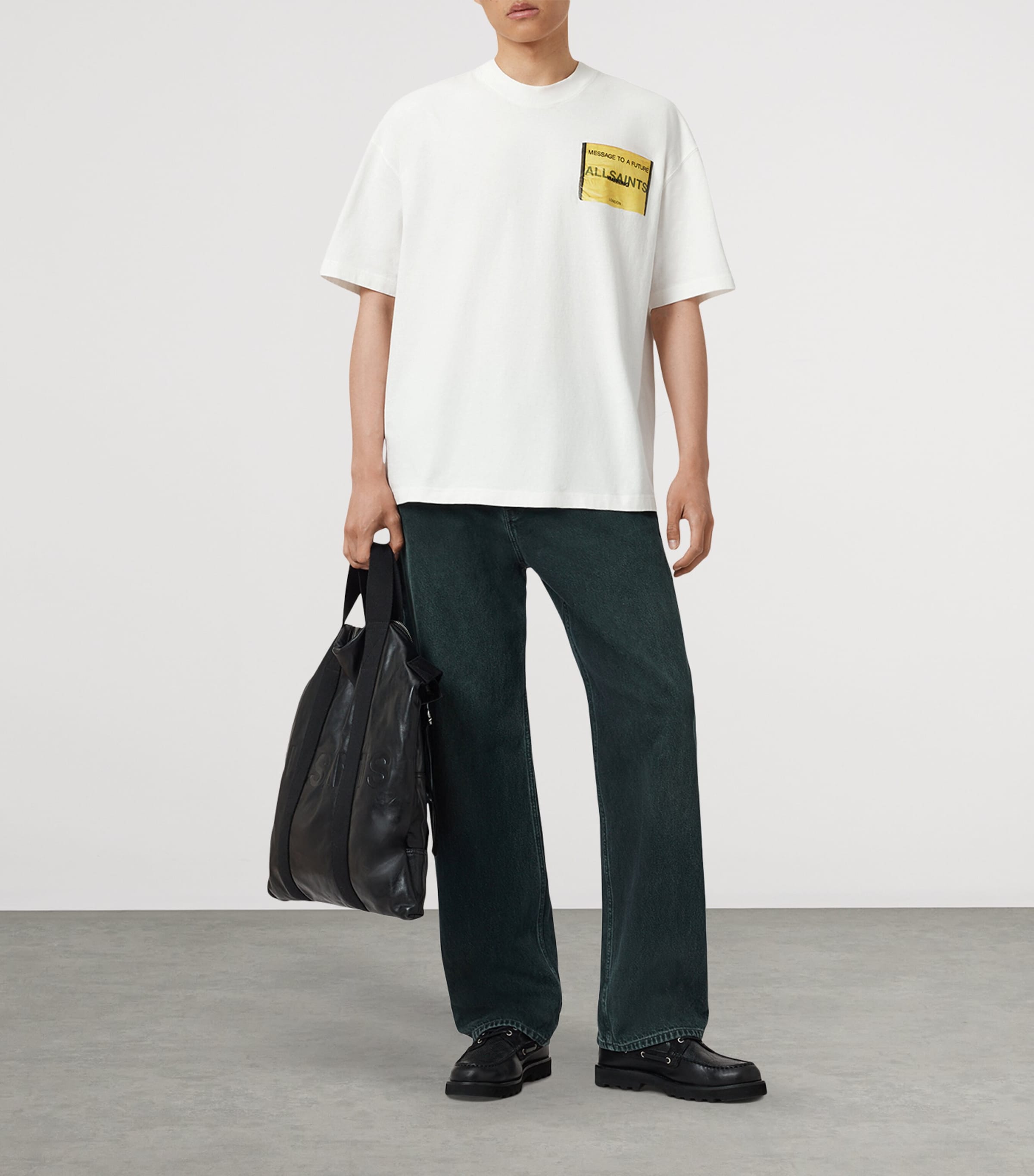 AllSaints Mens Organic Cotton Violation T-Shirt Chalk White Image 2