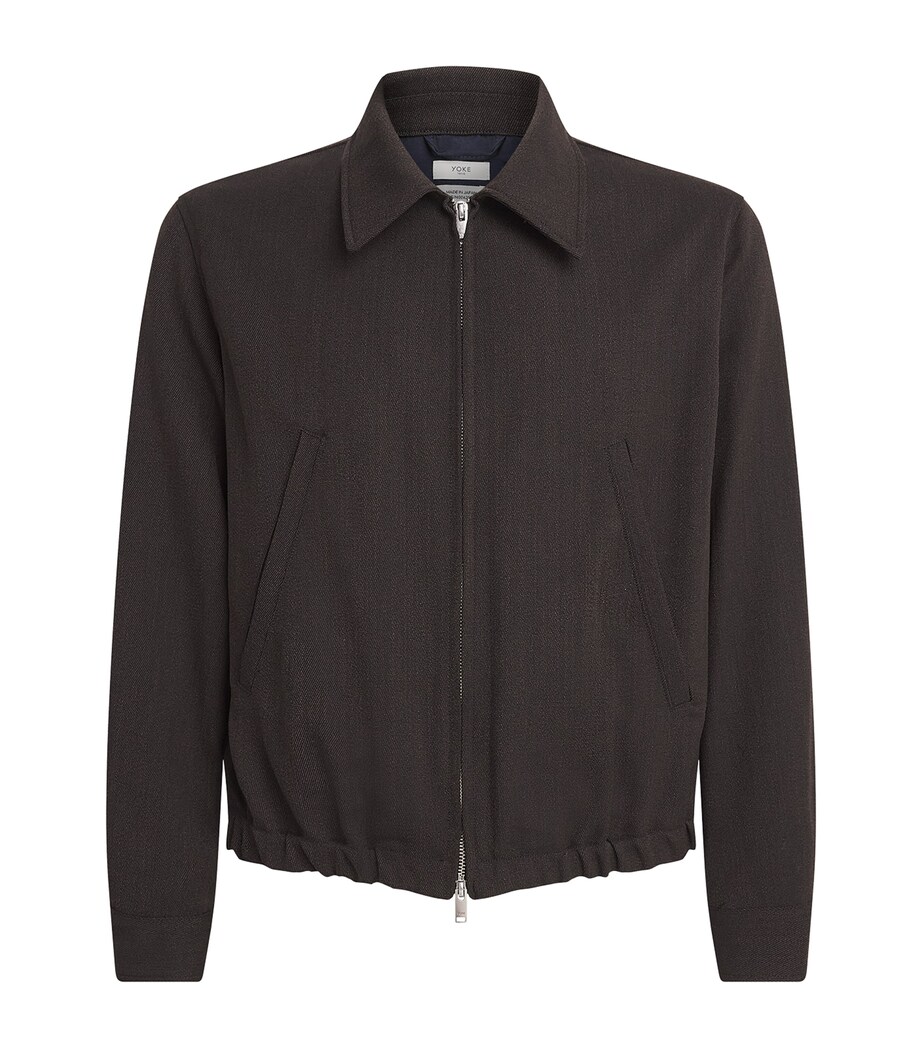 YOKE Mens Denim Bomber Jacket Brown Image 1
