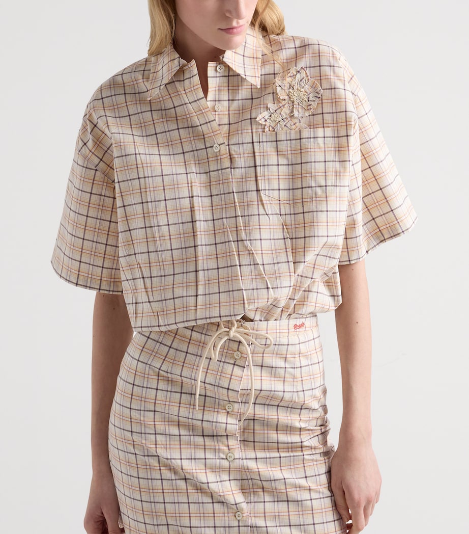 Prada Womens Cotton Embroidered Check Shirt Image 3