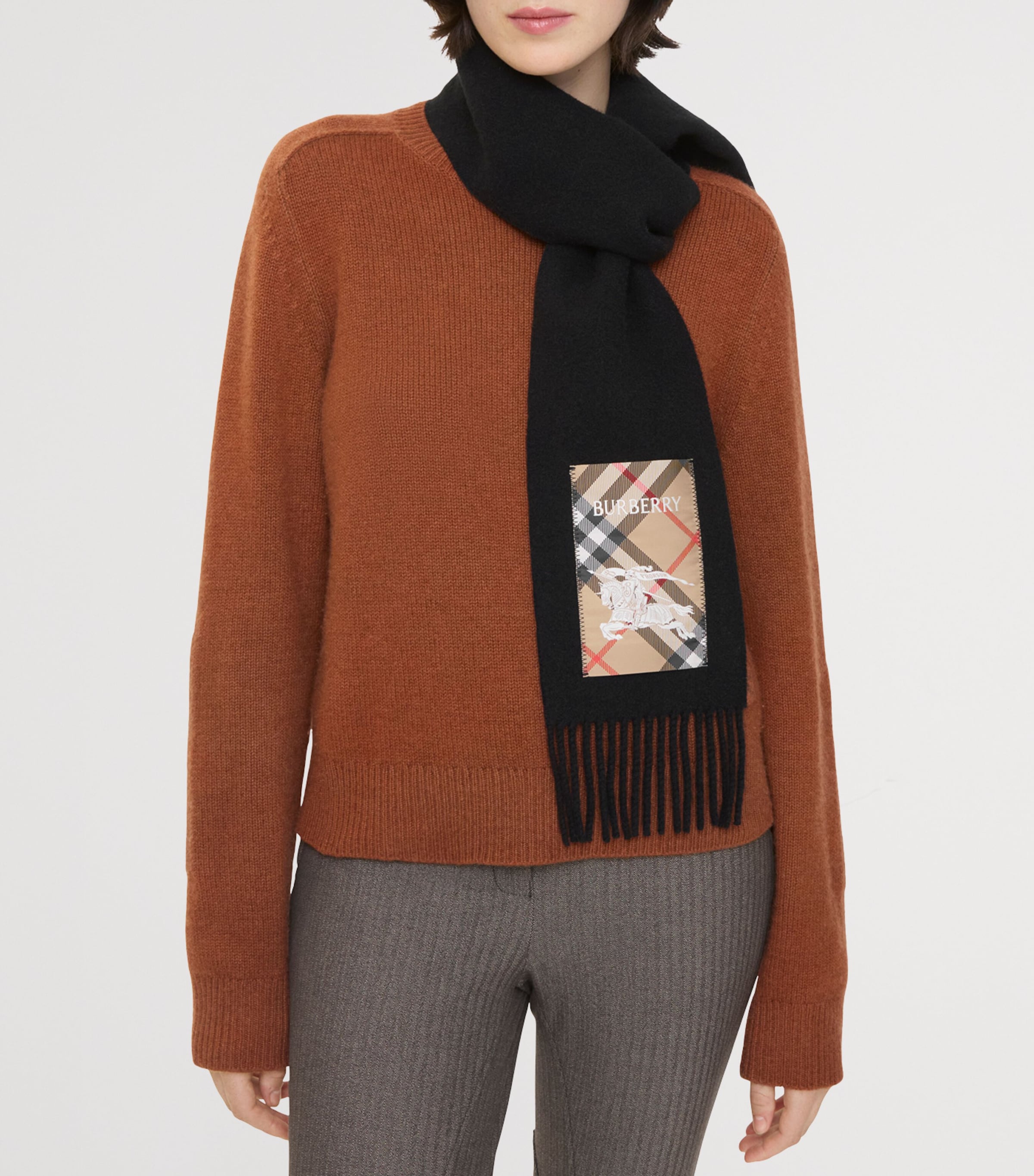 Burberry Cashmere Check Scarf Black/sand Image 3