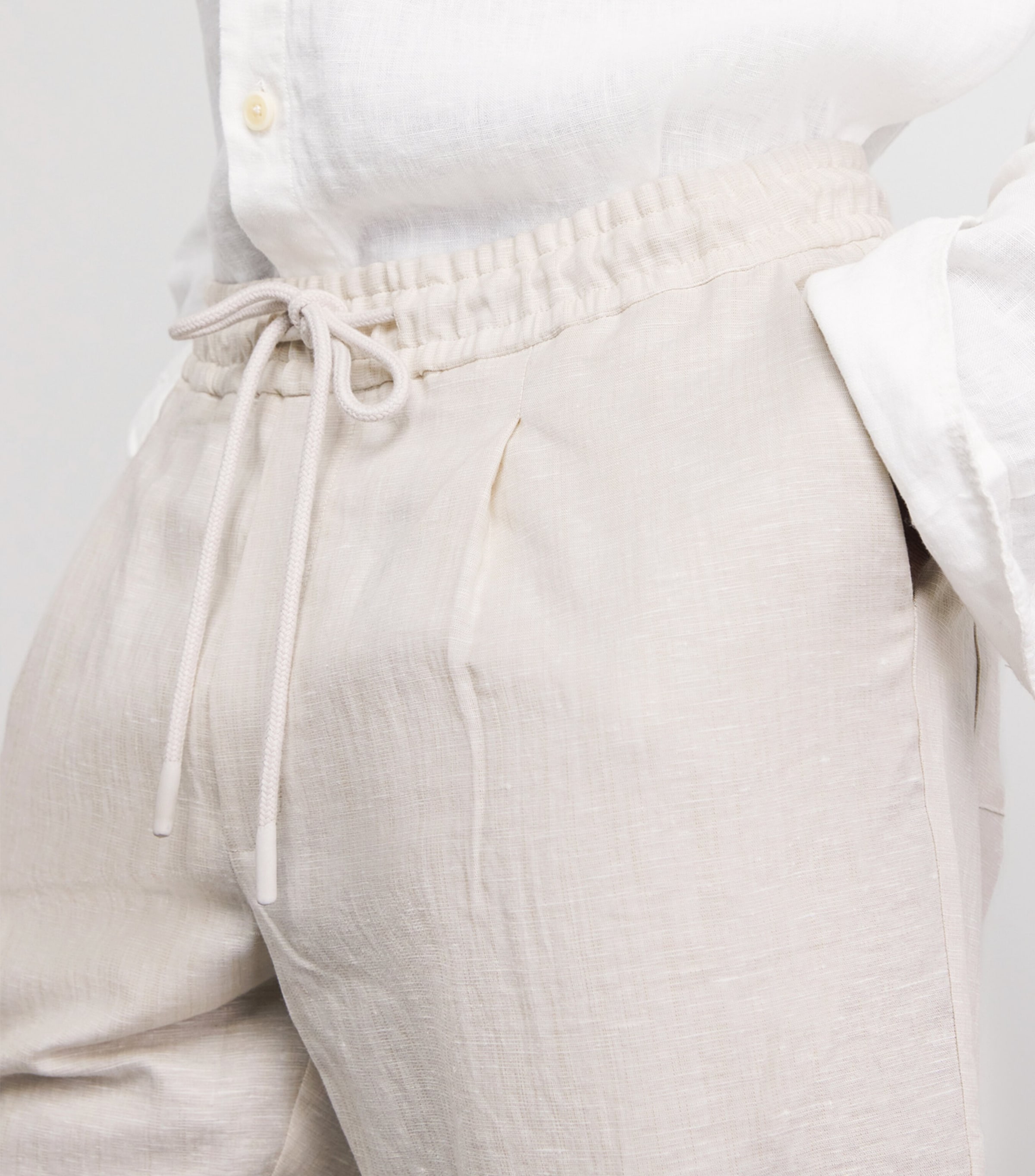 Zimmerli Mens Linen-Cotton Drawstring Shorts Beige Image 3