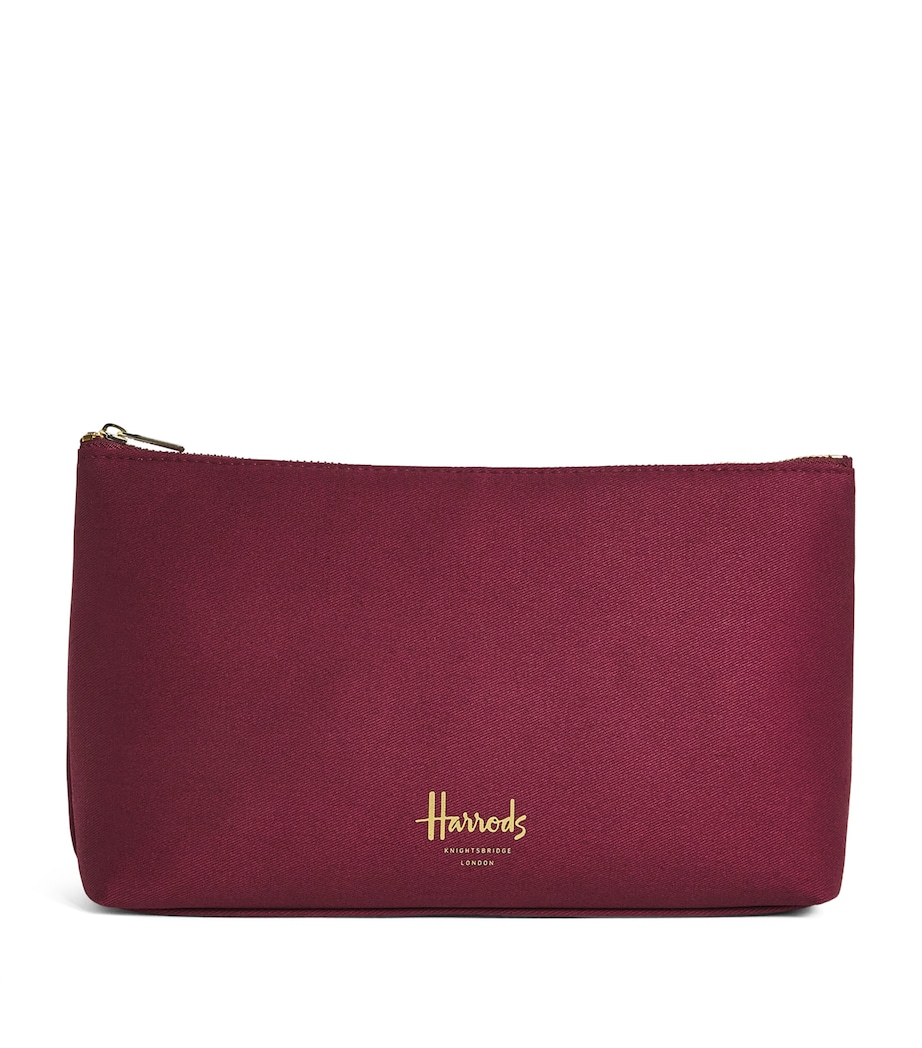 Harrods Medium Cotton Logo Cosmetics Bag Burgundy Image 1