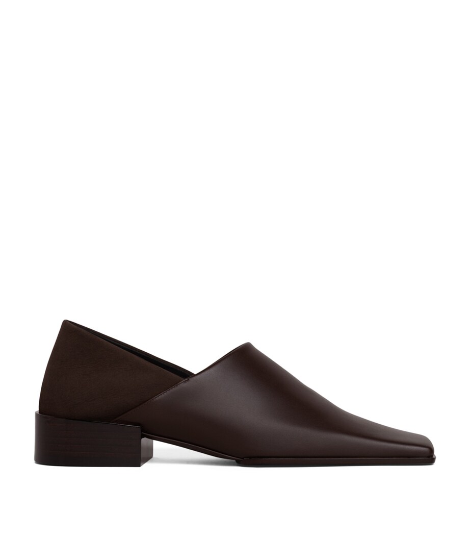Alaïa Leather-Suede Square-Toe Loafers Marron Fonce Image 1
