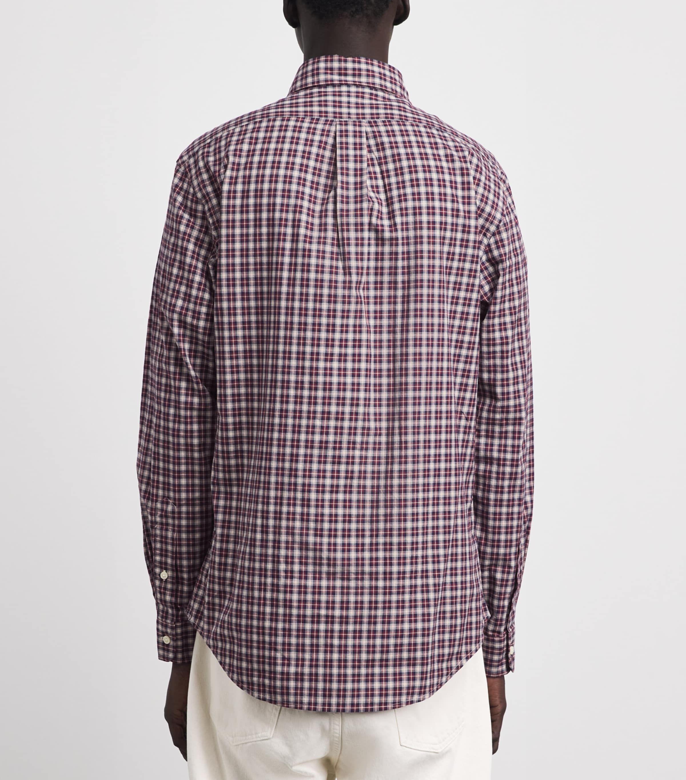 Polo Ralph Lauren Mens Cotton Check Polo Pony Custom Fit Shirt Red Cream Multi Image 5