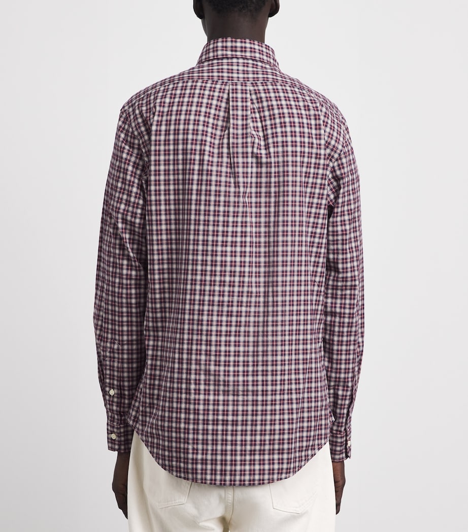 Polo Ralph Lauren Mens Cotton Check Polo Pony Custom Fit Shirt Red Cream Multi Image 5