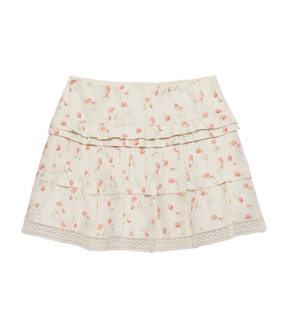 Linen-Cotton Floral Print Mini Skirt F0018 Image 1