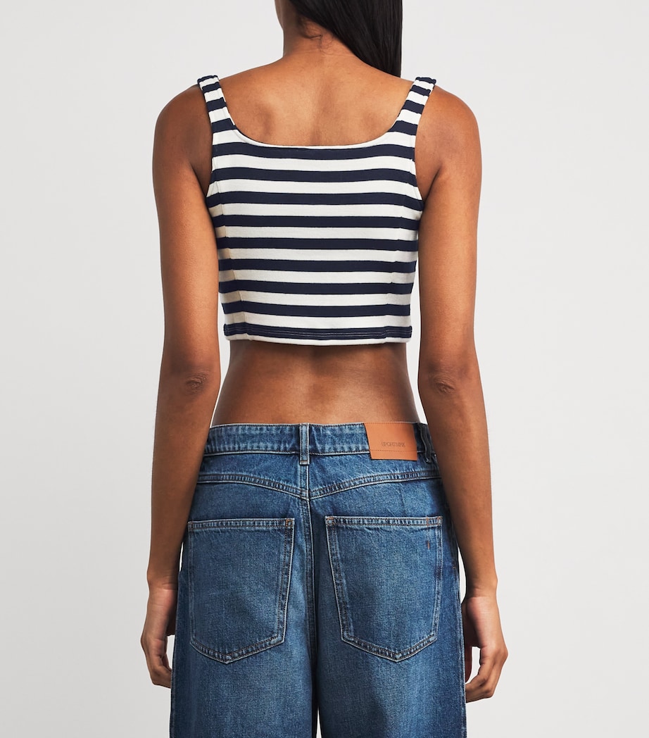 Stripe Knitted Crop Top M128 NAVY / CREAM Image 4