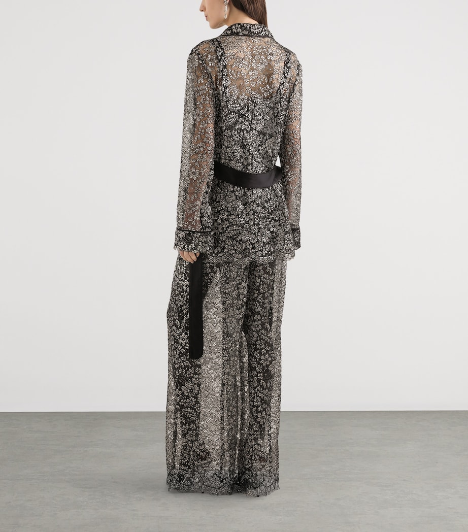 Lamé Lace Wide-Leg Trousers S0998-SILV Image 3