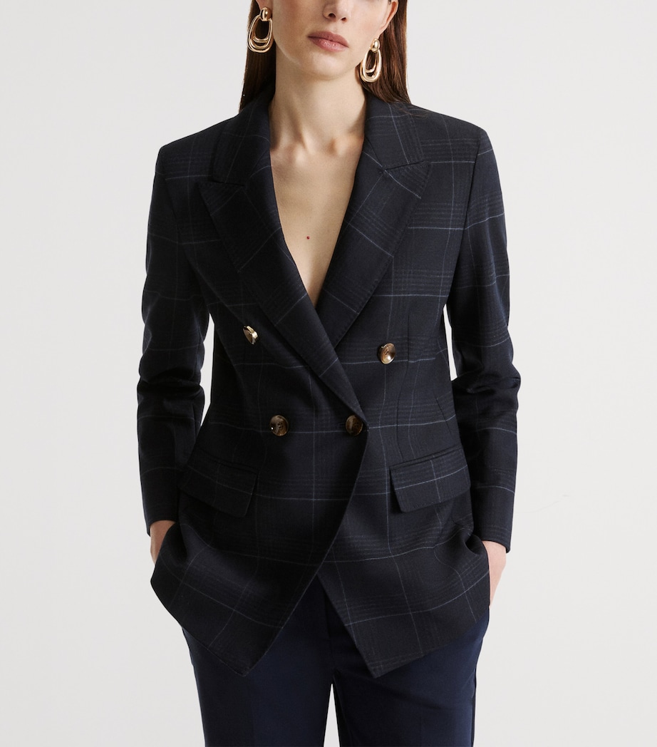 Marella Womens Check Blazer Navy Image 4