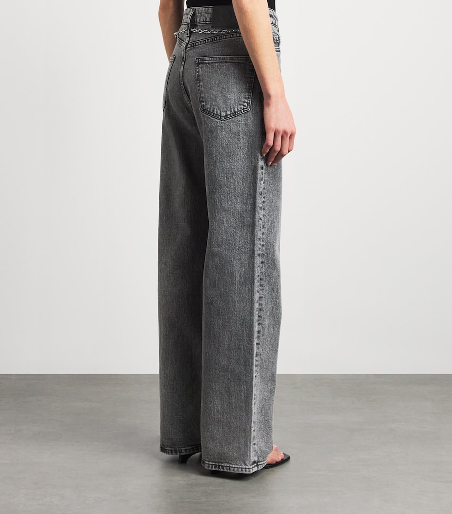 Maje Womens Belted Wide-Leg Jeans Grey Image 5