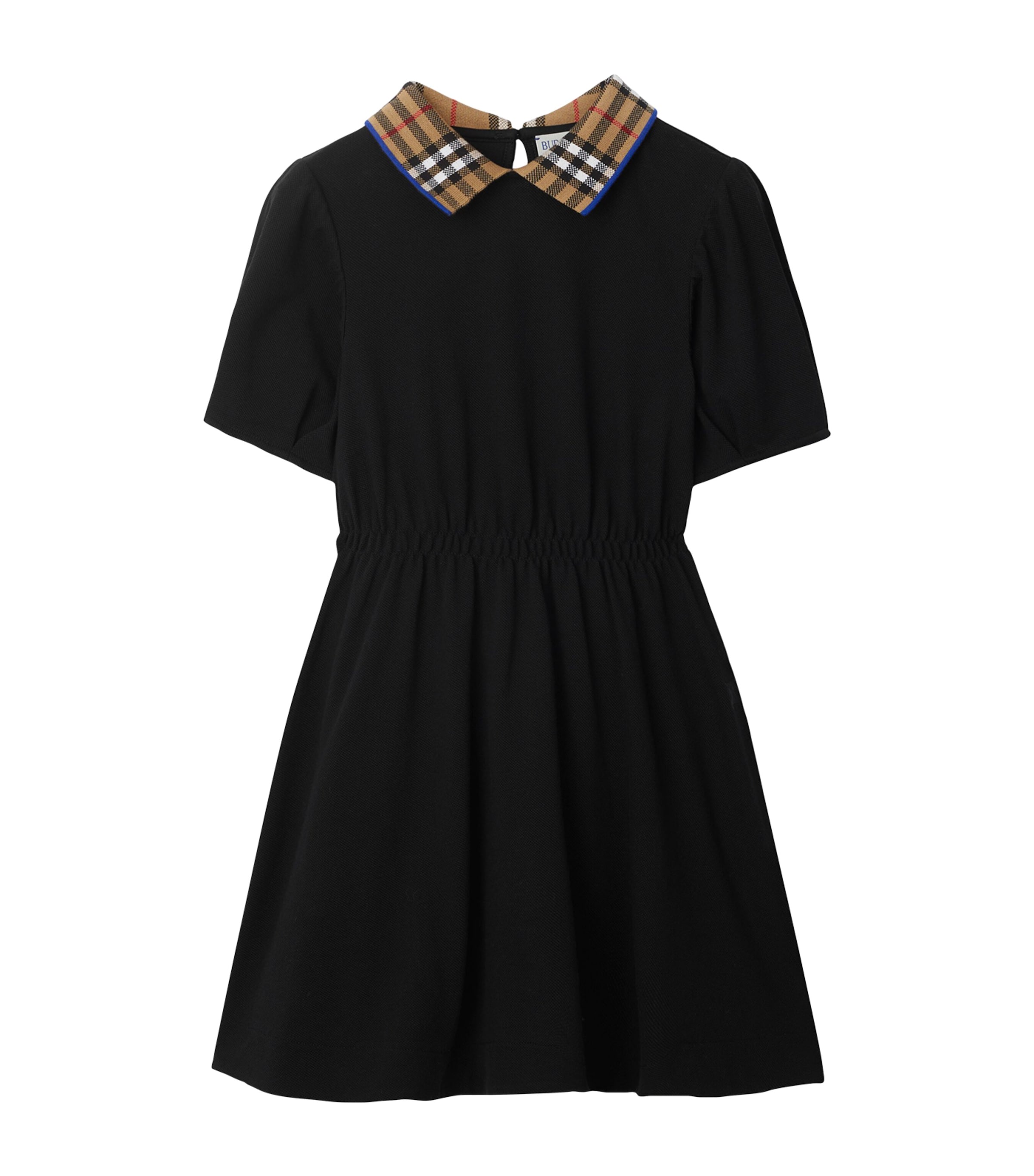 Burberry Check-collar Cotton Polo Dress In Black