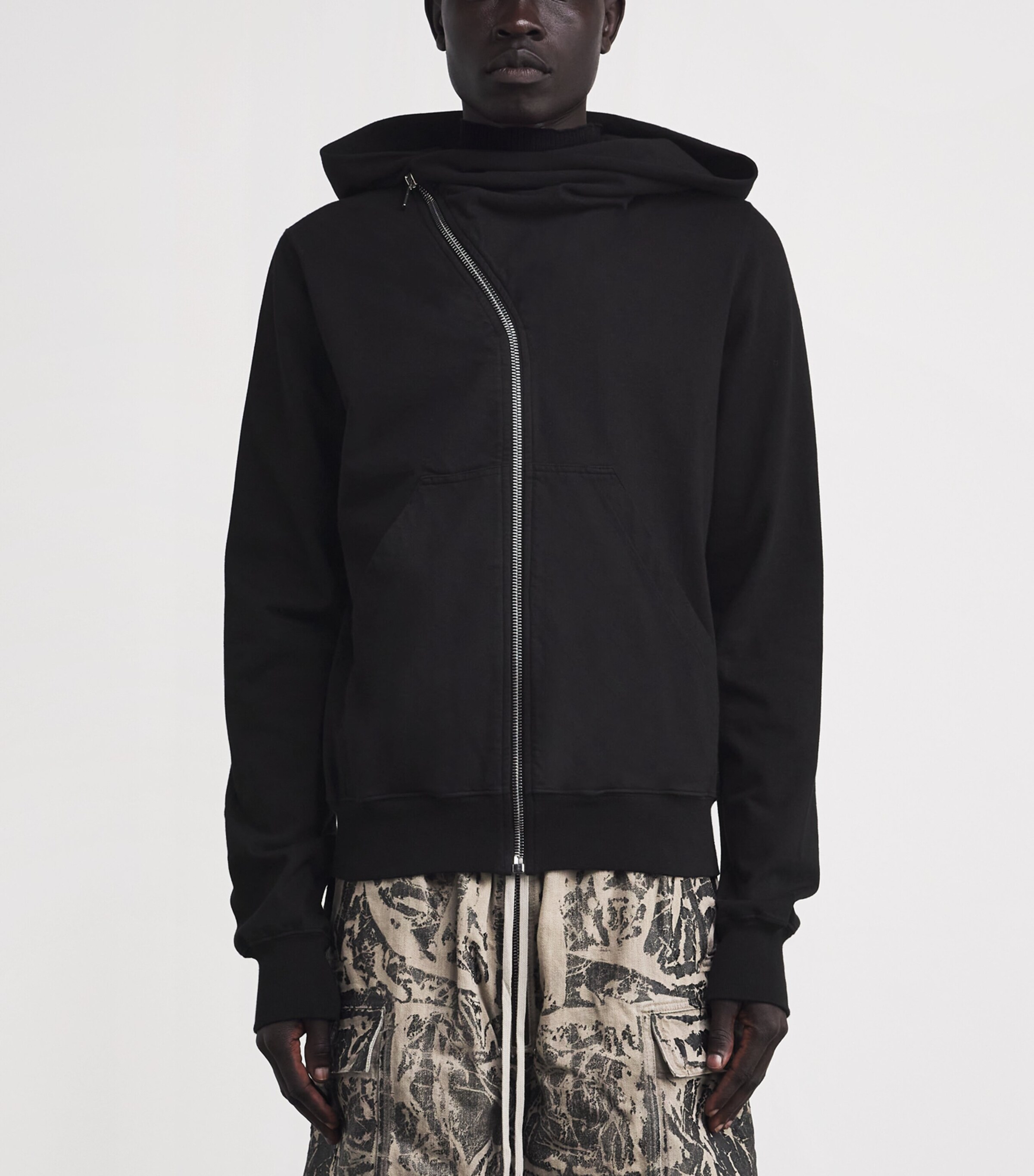 Rick Owens Black Cotton Mountain Hoodie | Harrods UK