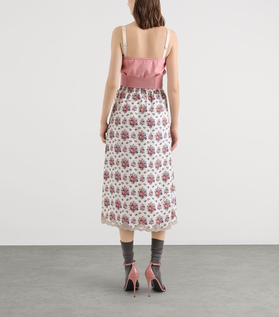Dolce&Gabbana Womens Silk-Blend Floral Midi Skirt Mazz Image 4