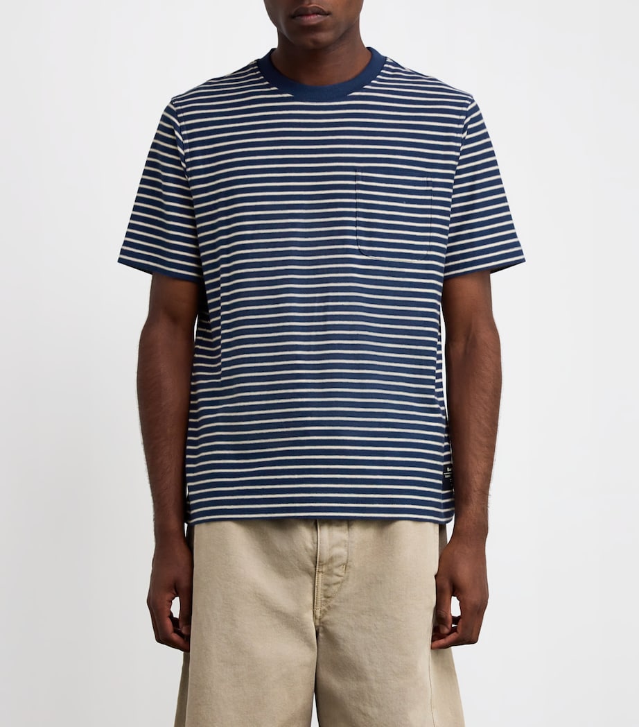 Cotton Frensham Stripe T-Shirt DARK DENIM Image 3
