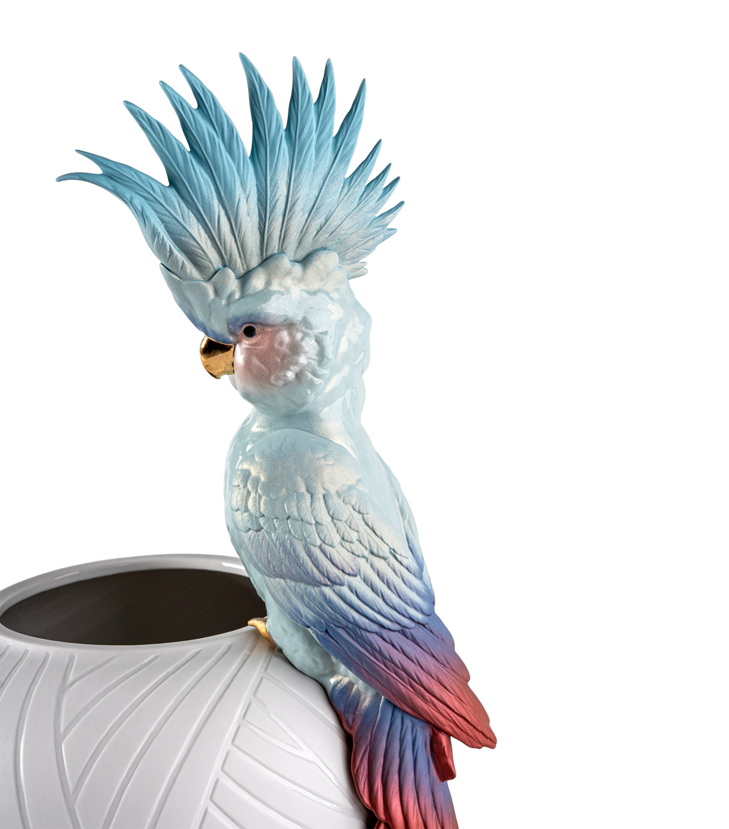 Lladró Cockatoo Vase (51cm) White & Blue Image 5