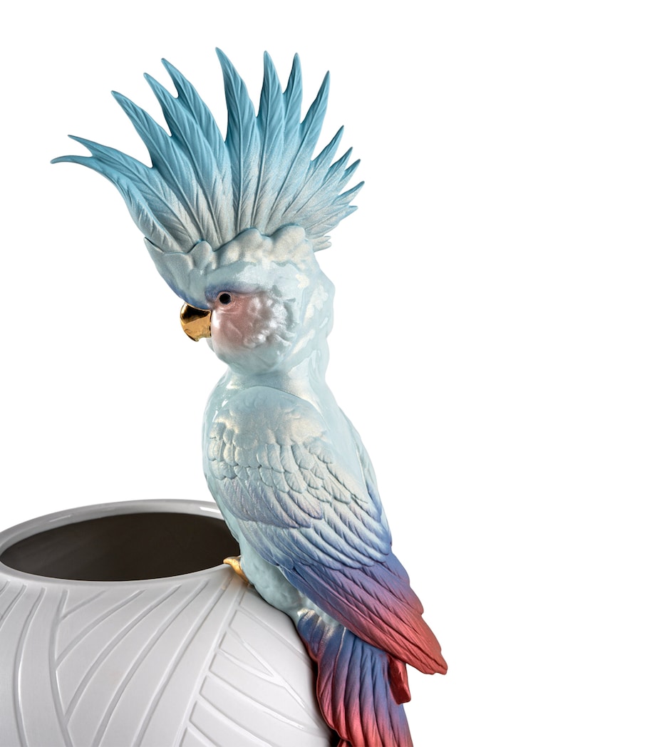 Lladró Cockatoo Vase (51cm) White & Blue Image 5