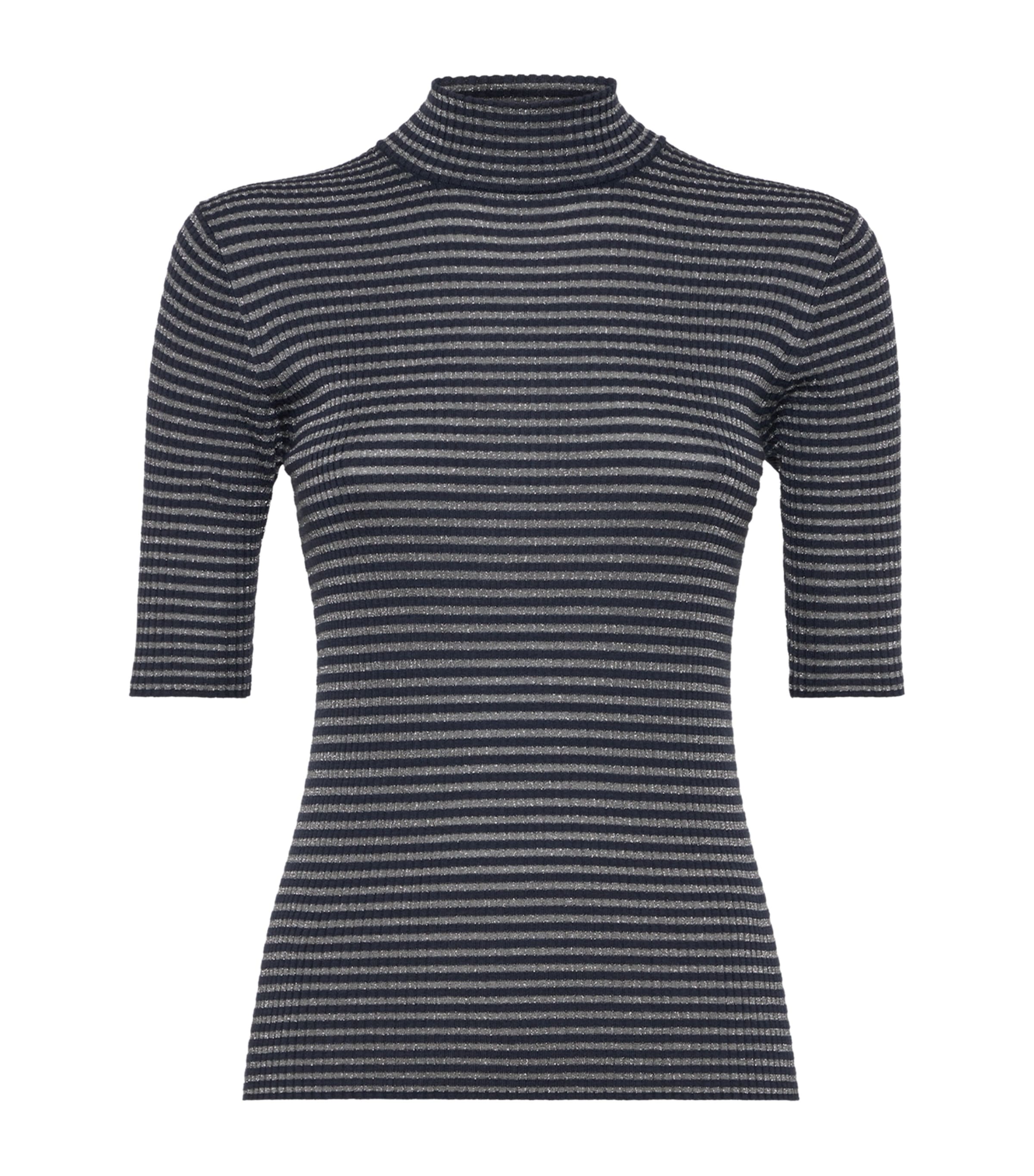 Brunello Cucinelli Virgin Wool-cashmere Sparkling Stripe Sweater In Blue