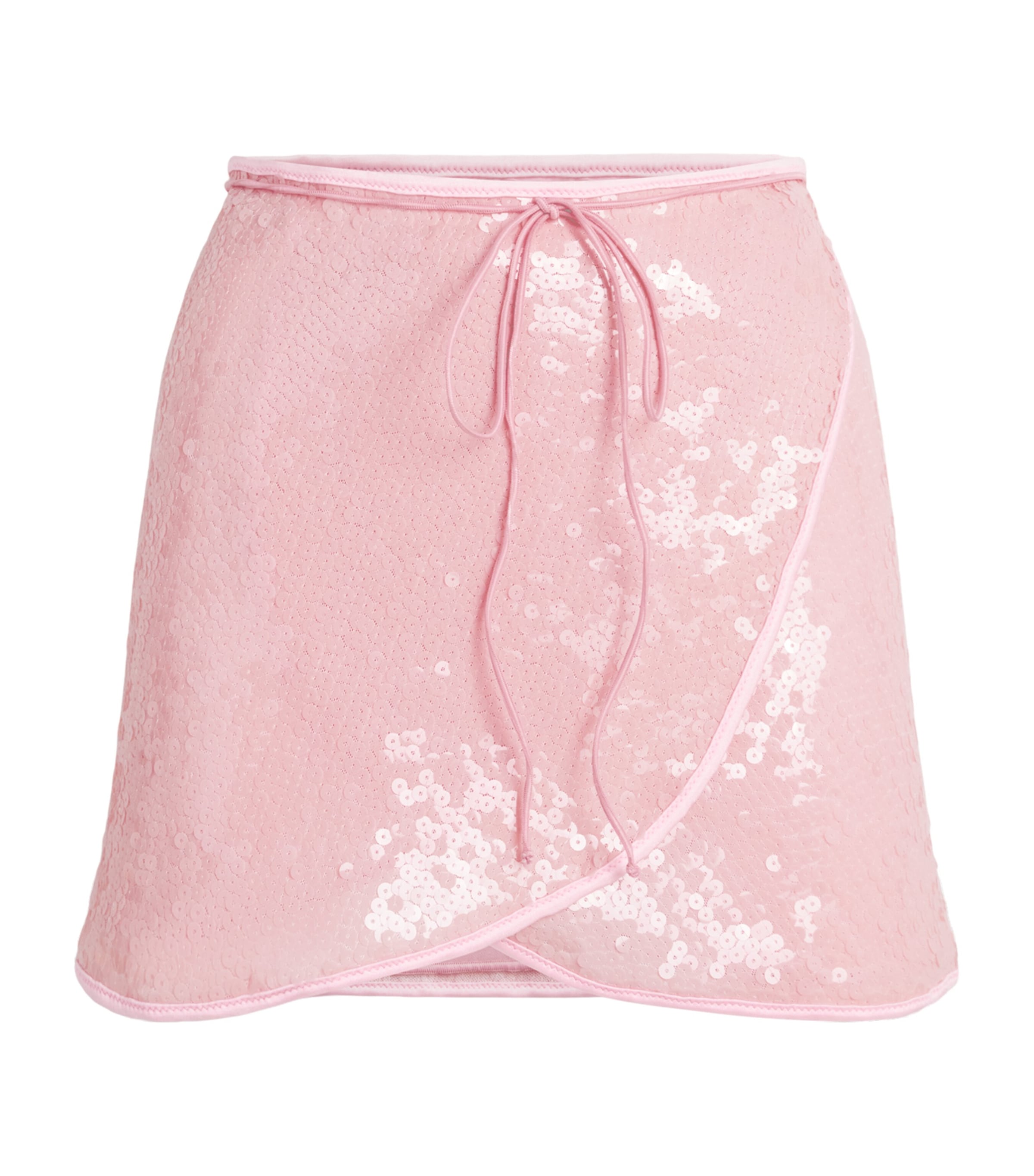 Oséree Womens Sequinned Marilyn Mini Skirt Bubble Pink Image 1