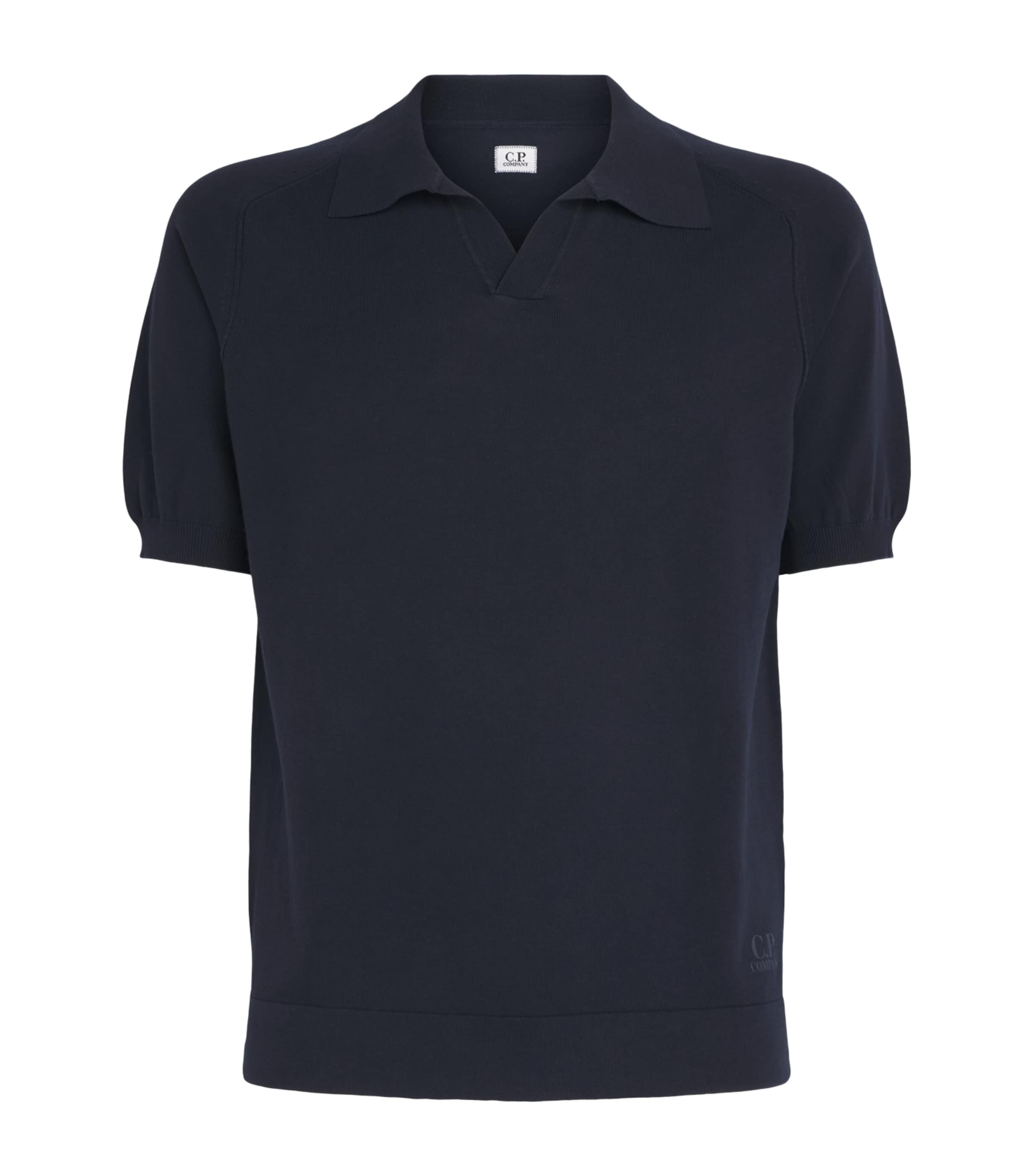 C.P. Company Mens Cotton Crepe Polo Shirt Total Eclipse Image 1