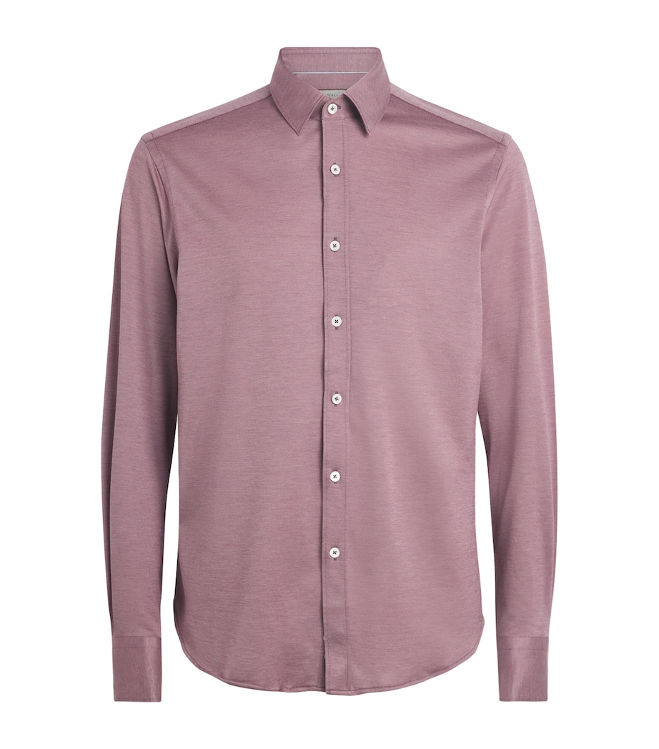 Canali Mens Cotton-Lyocell Jersey Shirt Red Image 1