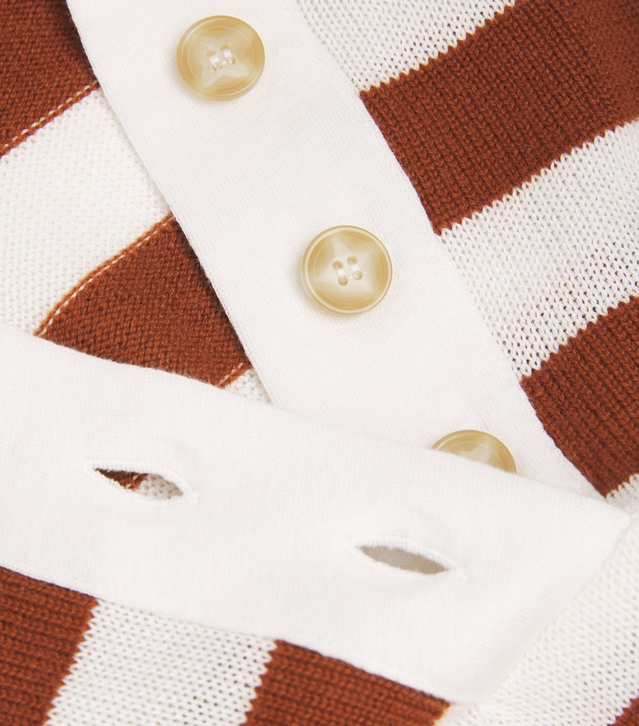 Cashmere-Cotton The Bold Stripe Polo Shirt CHESTNUT MULTI Image 5