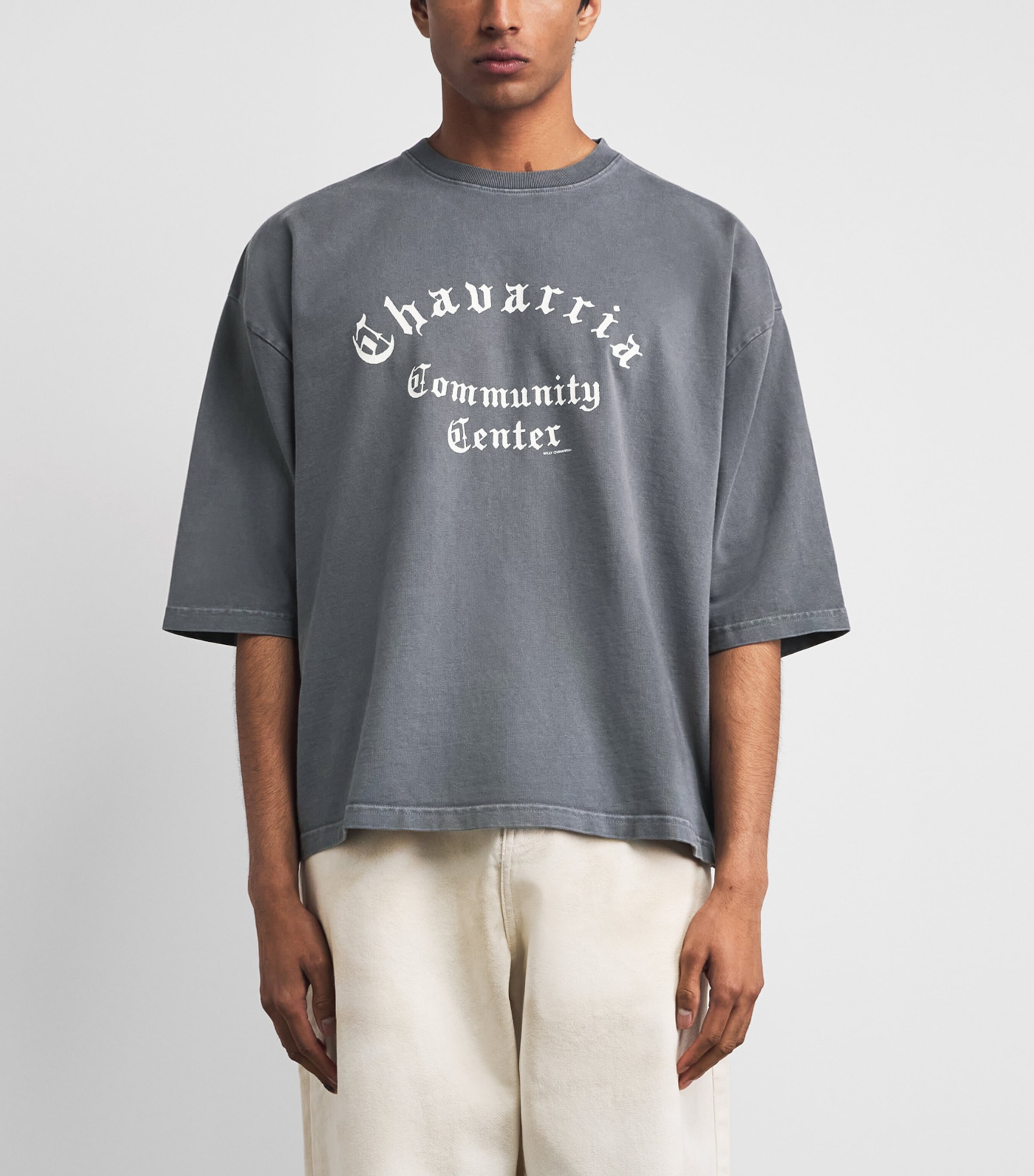 Willy Chavarria Mens Cotton Community Centre T-Shirt Concrete Image 4