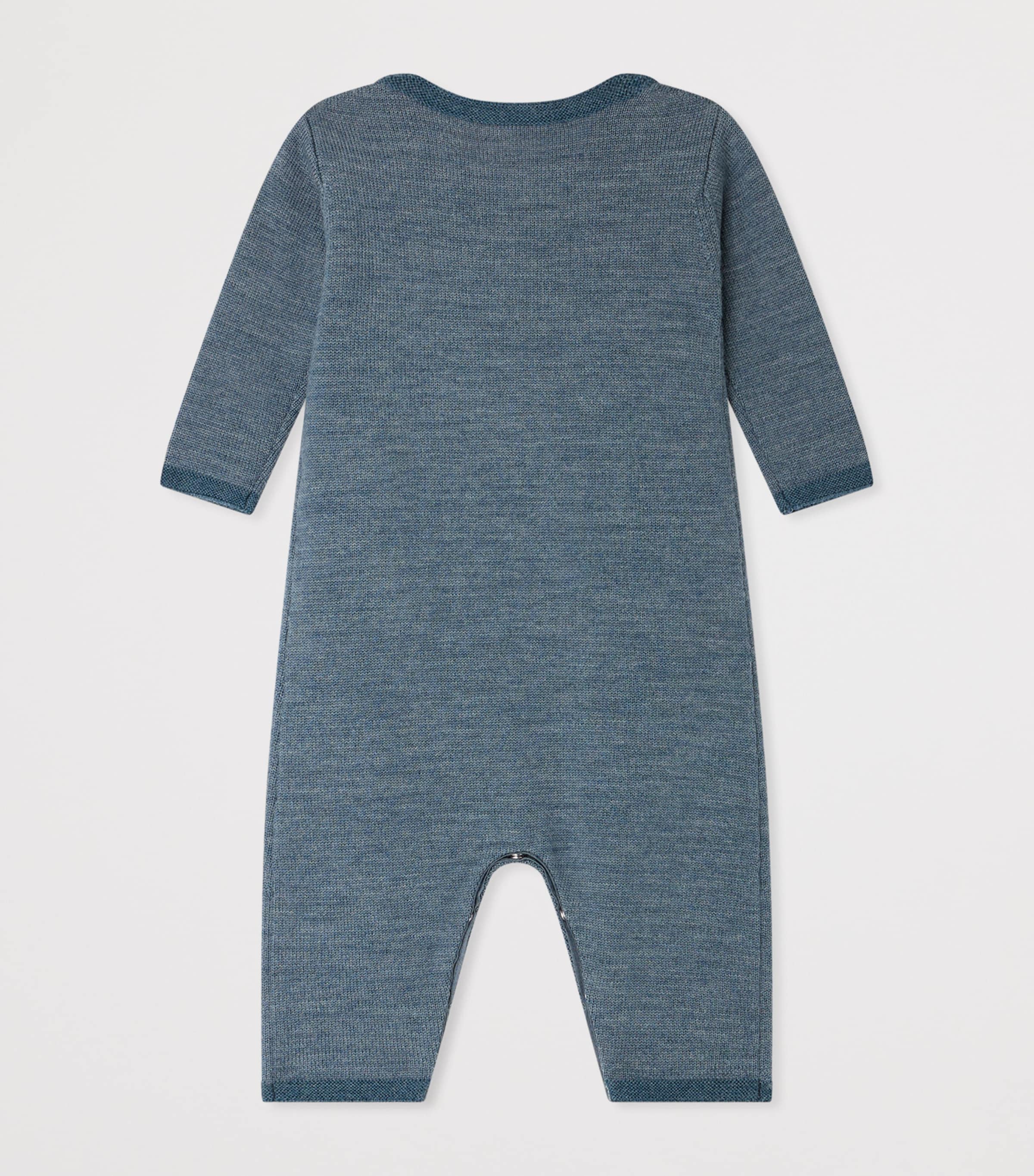 Bonpoint Wool Embroidered-Car Playsuit (1-18 Months) Bleu Mer Image 2