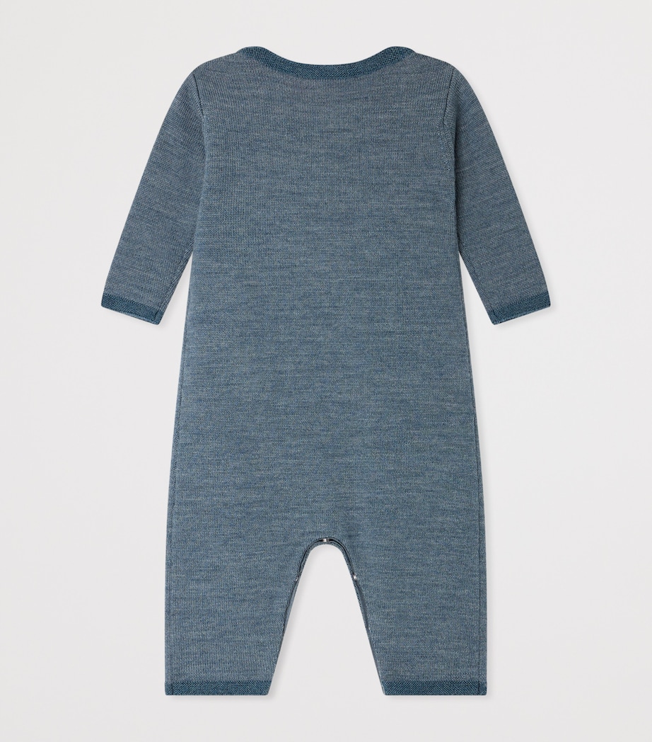 Bonpoint Wool Embroidered-Car Playsuit (1-18 Months) Bleu Mer Image 2