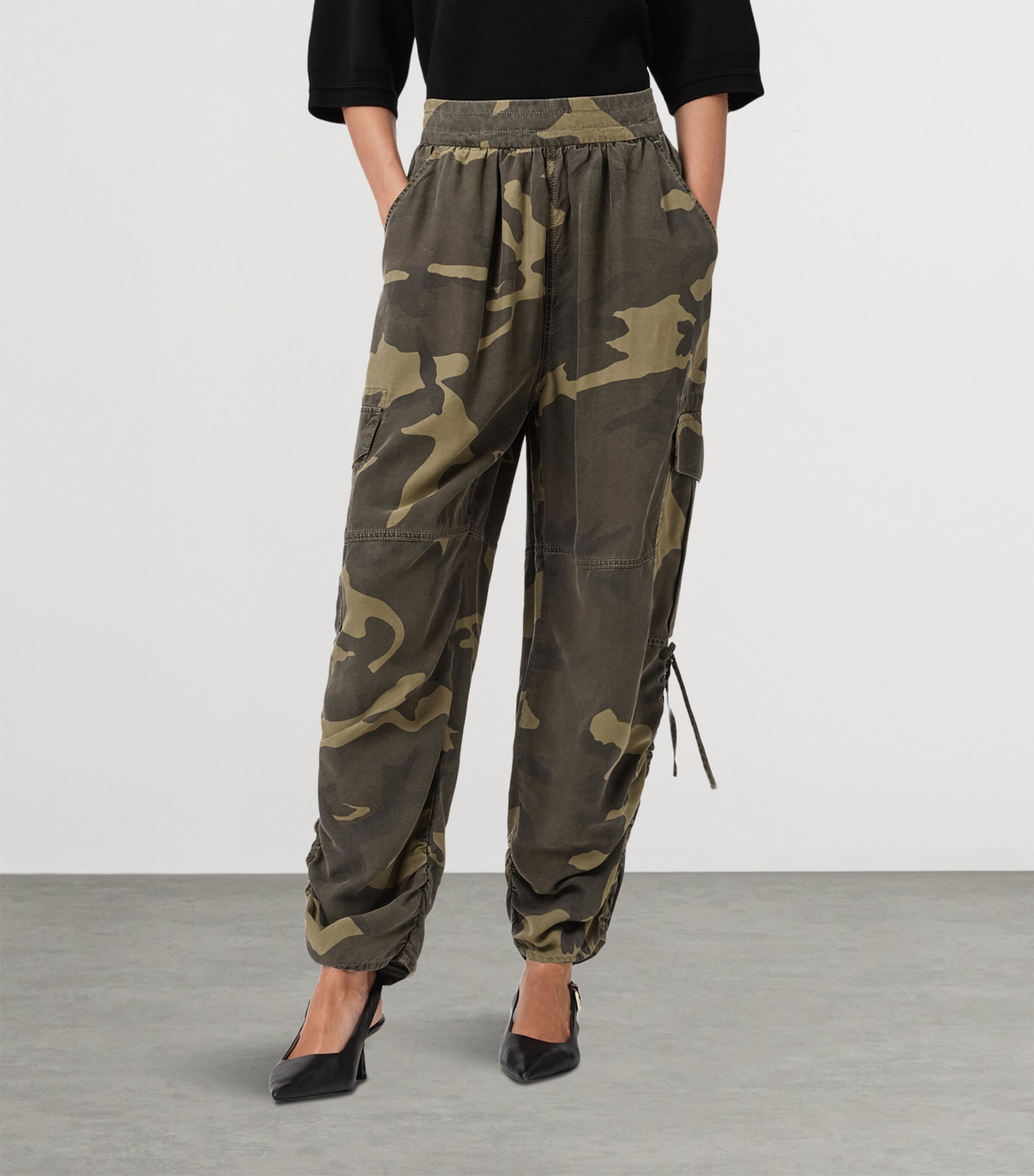 Camouflage Print Kaye Cargo Trousers CAMO GREEN Image 5