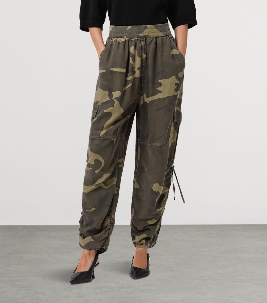 Camouflage Print Kaye Cargo Trousers CAMO GREEN Image 5