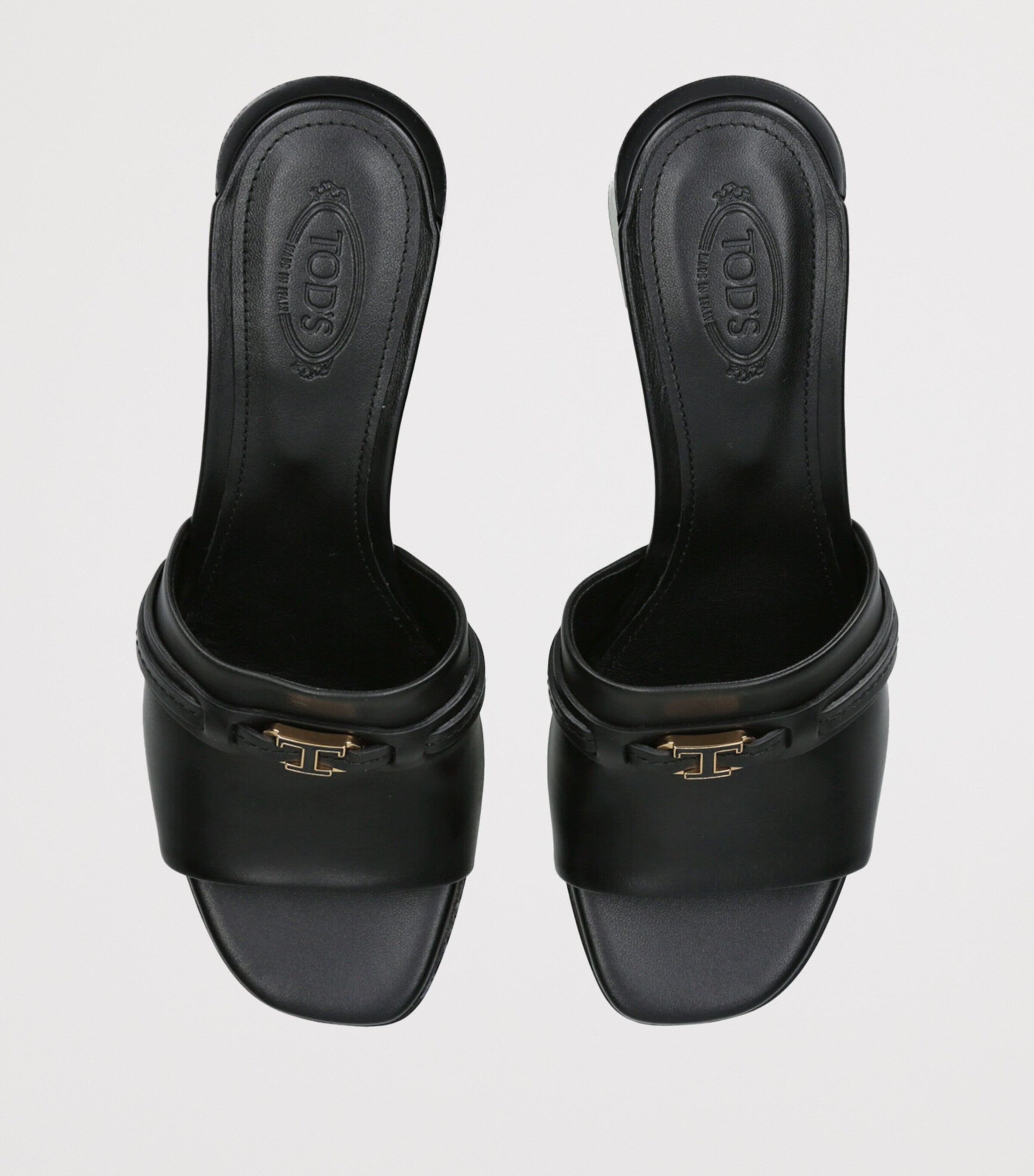 Tod's Leather Cuoio Heeled Mules 55 Black Image 4
