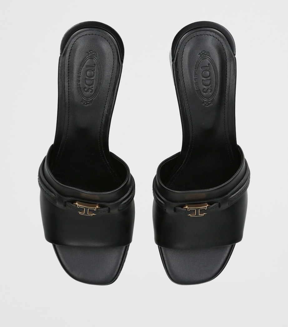 Tod's Leather Cuoio Heeled Mules 55 Black Image 4