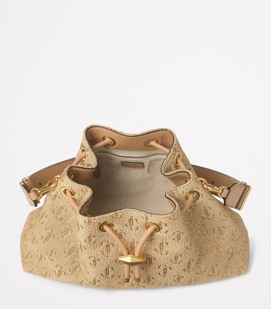 Medium Cinch Monogrammed Bucket Bag NATURAL/CAPPUCCINO/G Image 5