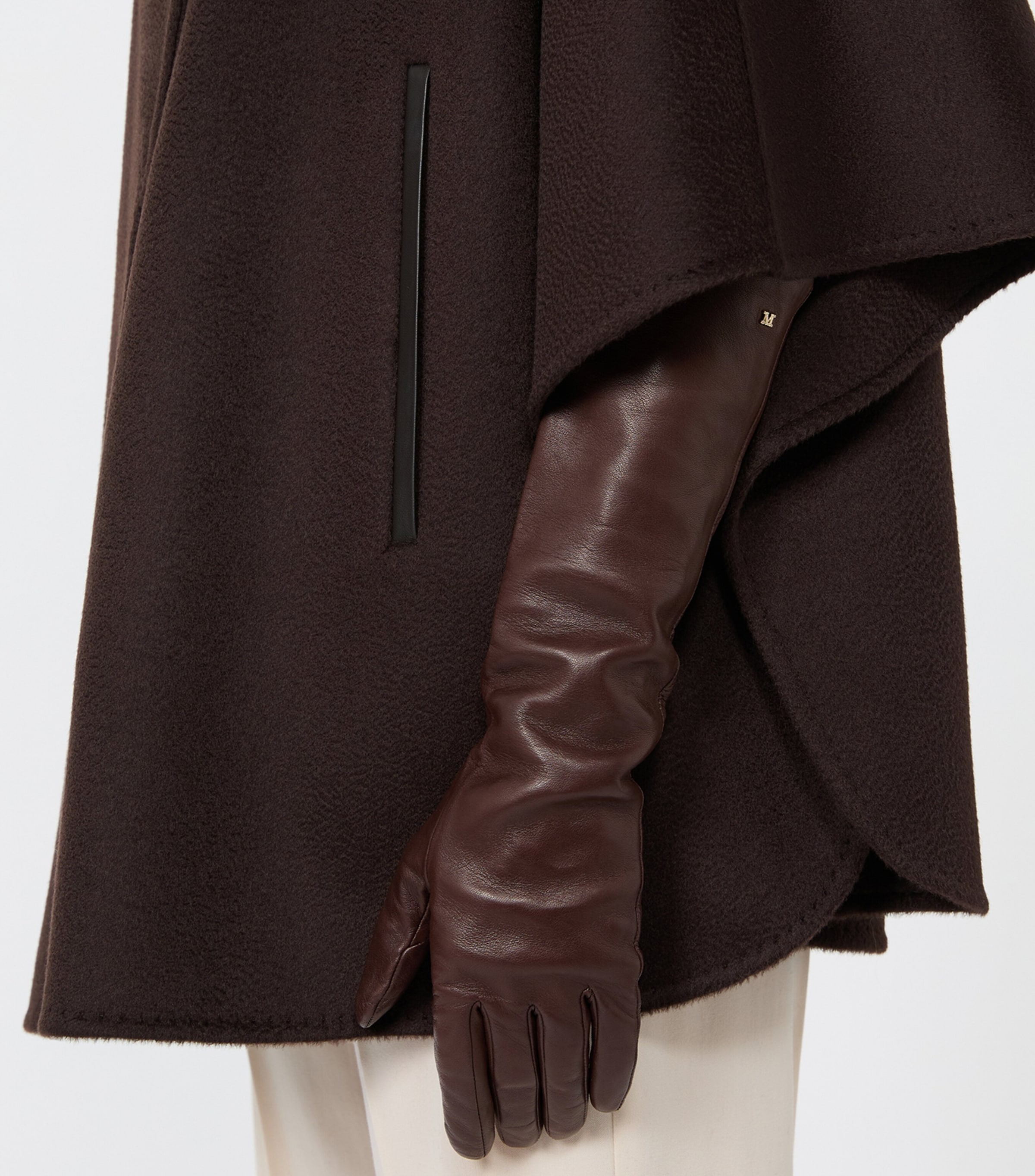 Max Mara Lambskin Long Gloves Dark Brown Image 2