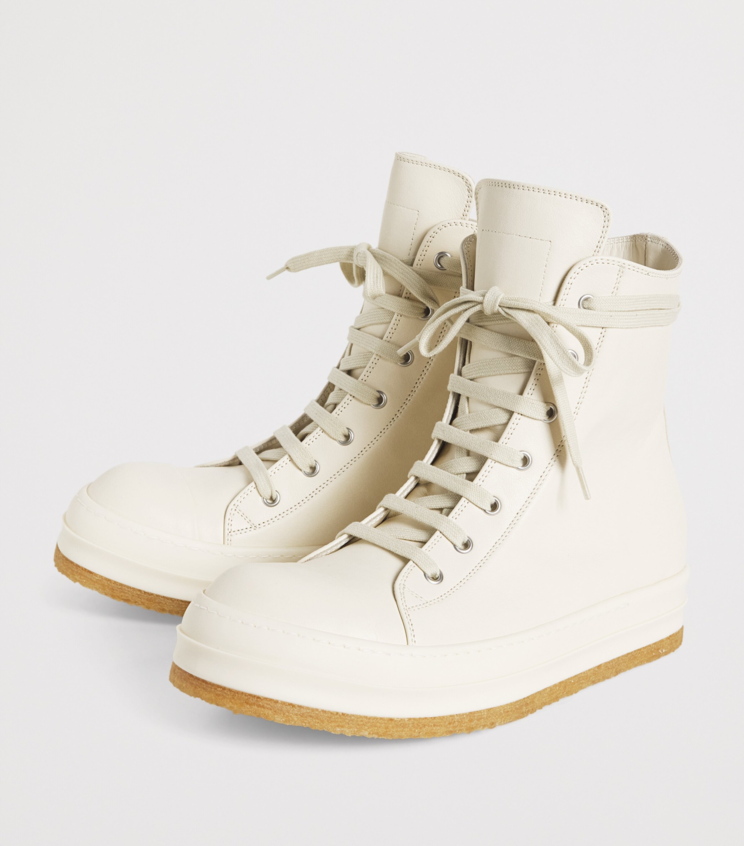 Rick Owens Leather High-Top Sneakers Milk/milk/milk Image 3