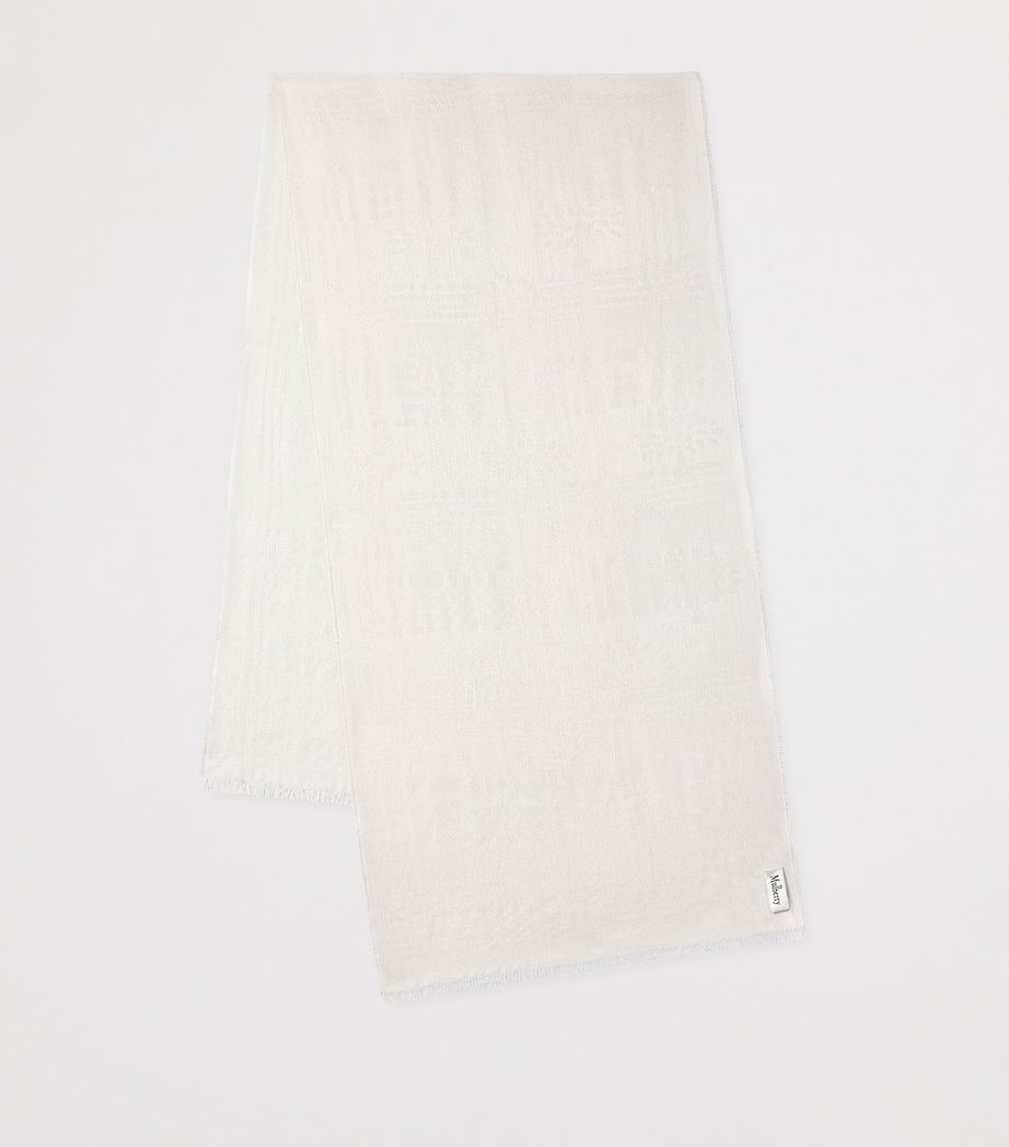 Mulberry Wool-Silk Jacquard Scarf Cream Image 2