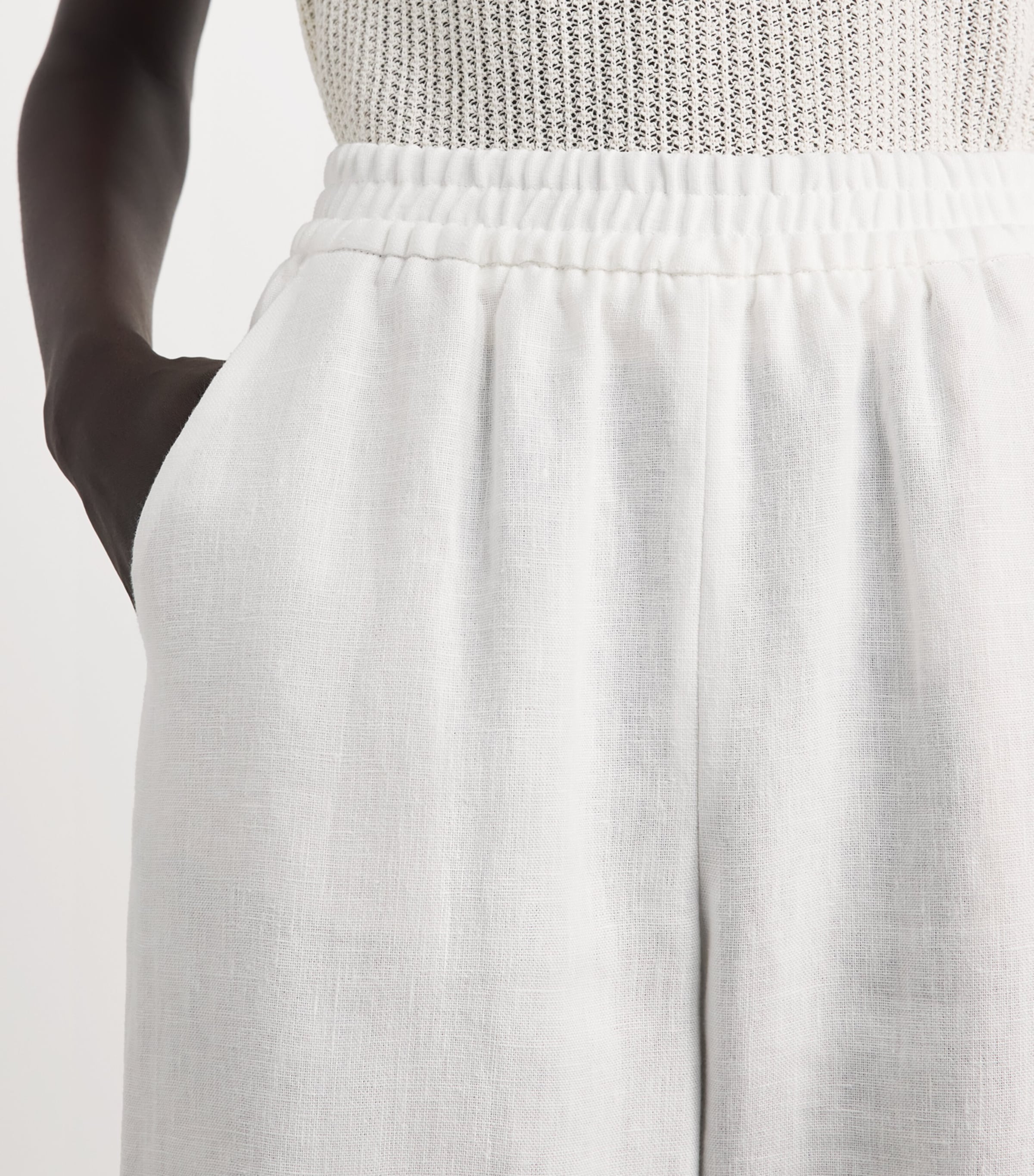 Eleventy Linen Elasticated Trousers Bianco Image 3