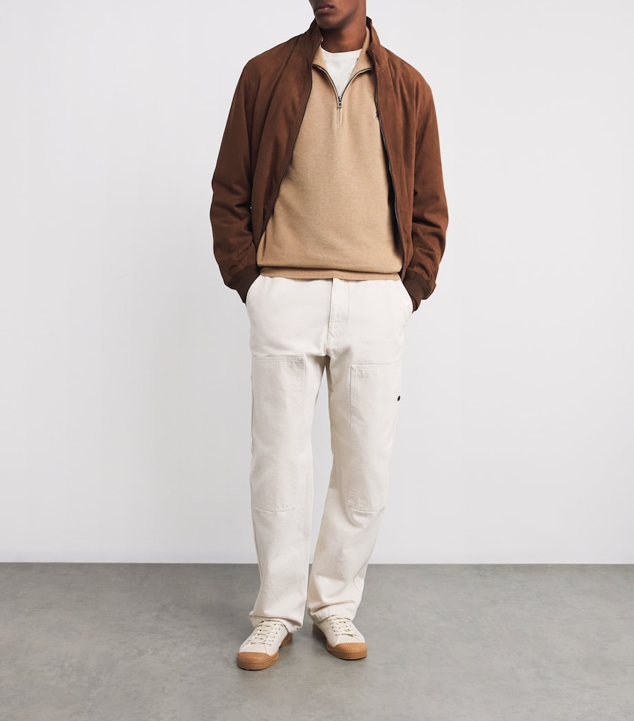 Cotton Quarter-Zip Sweater BROWN Image 2