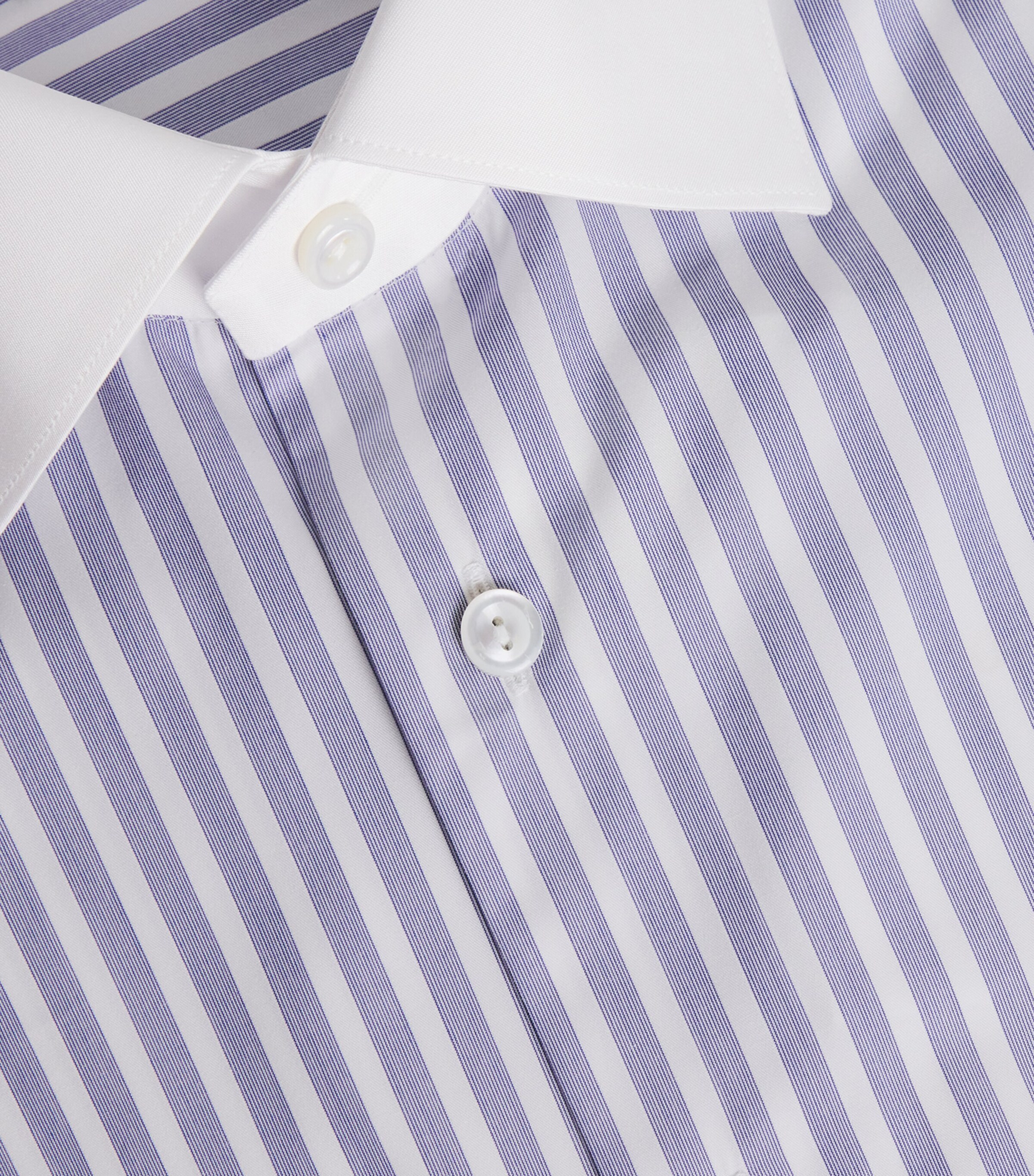 Eton Mens Supima Cotton Twill Bengal Stripe Shirt White Image 5