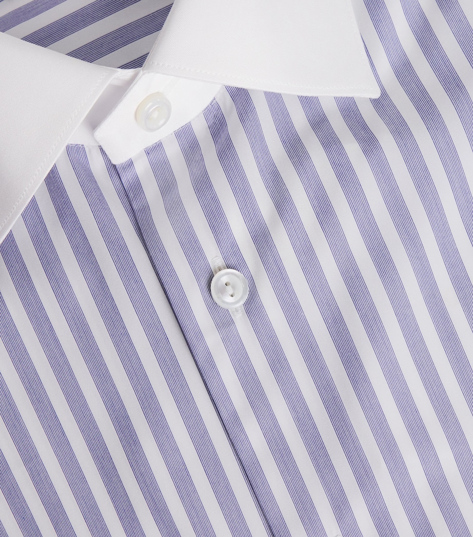 Eton Mens Supima Cotton Twill Bengal Stripe Shirt White Image 5