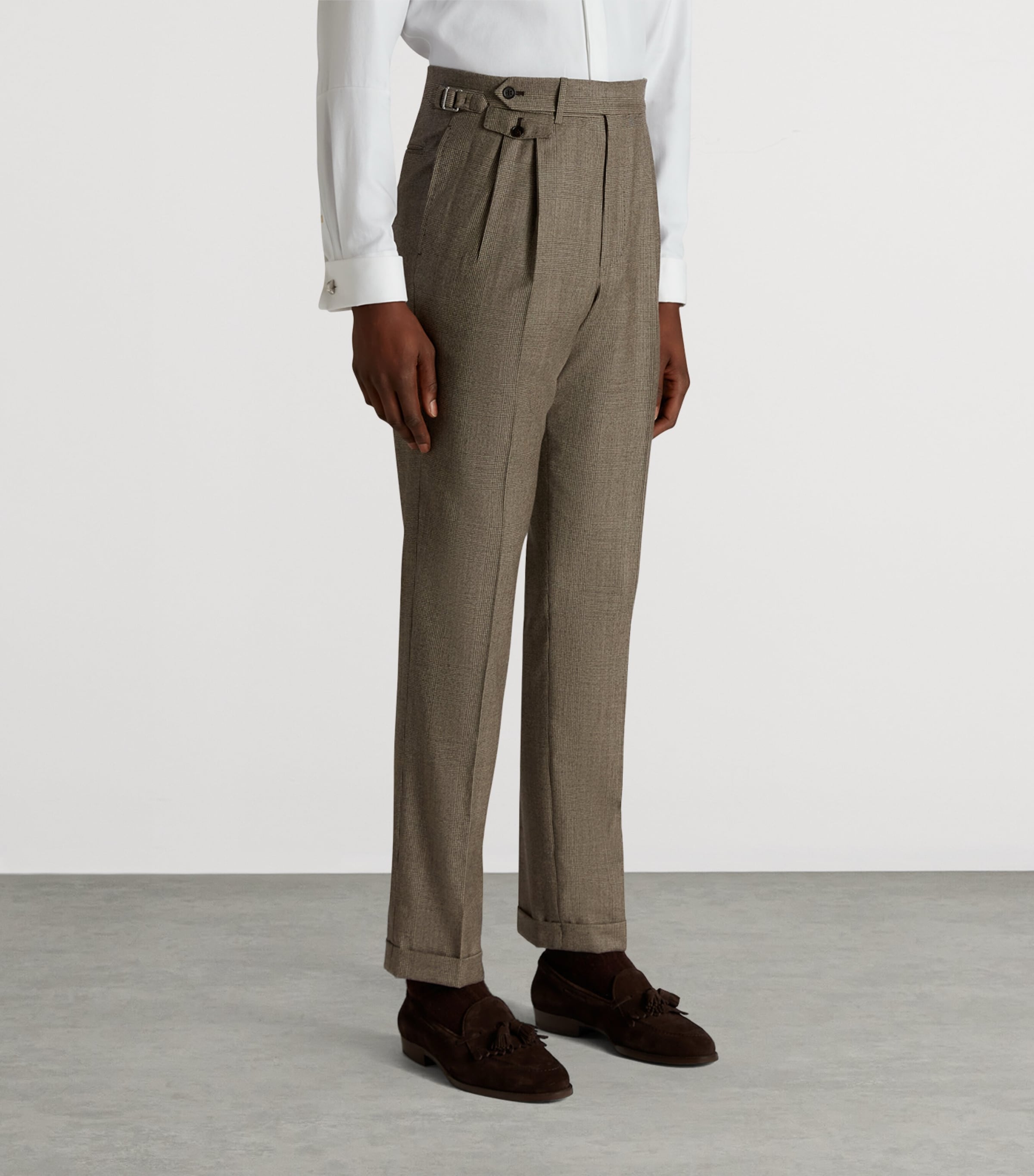 Wool Glen Check Trousers 293SOFT BROWN Image 3