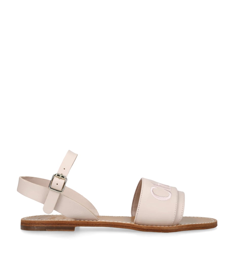 Chloé Kids Leather Logo Sandals Pale Pink Image 1